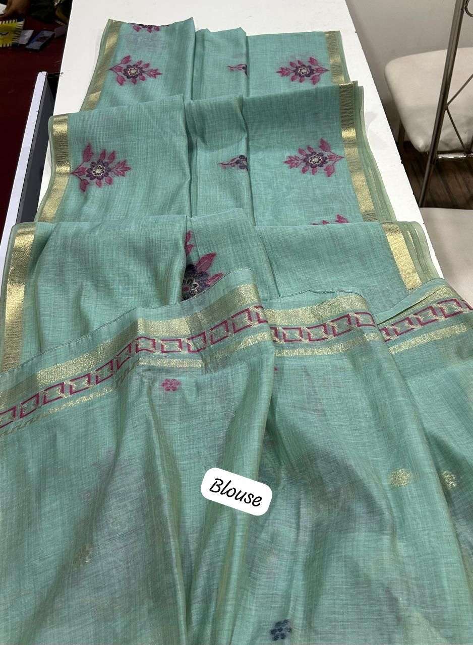 Rutrang Premium Muga Cotton Paithani Touch Saree
