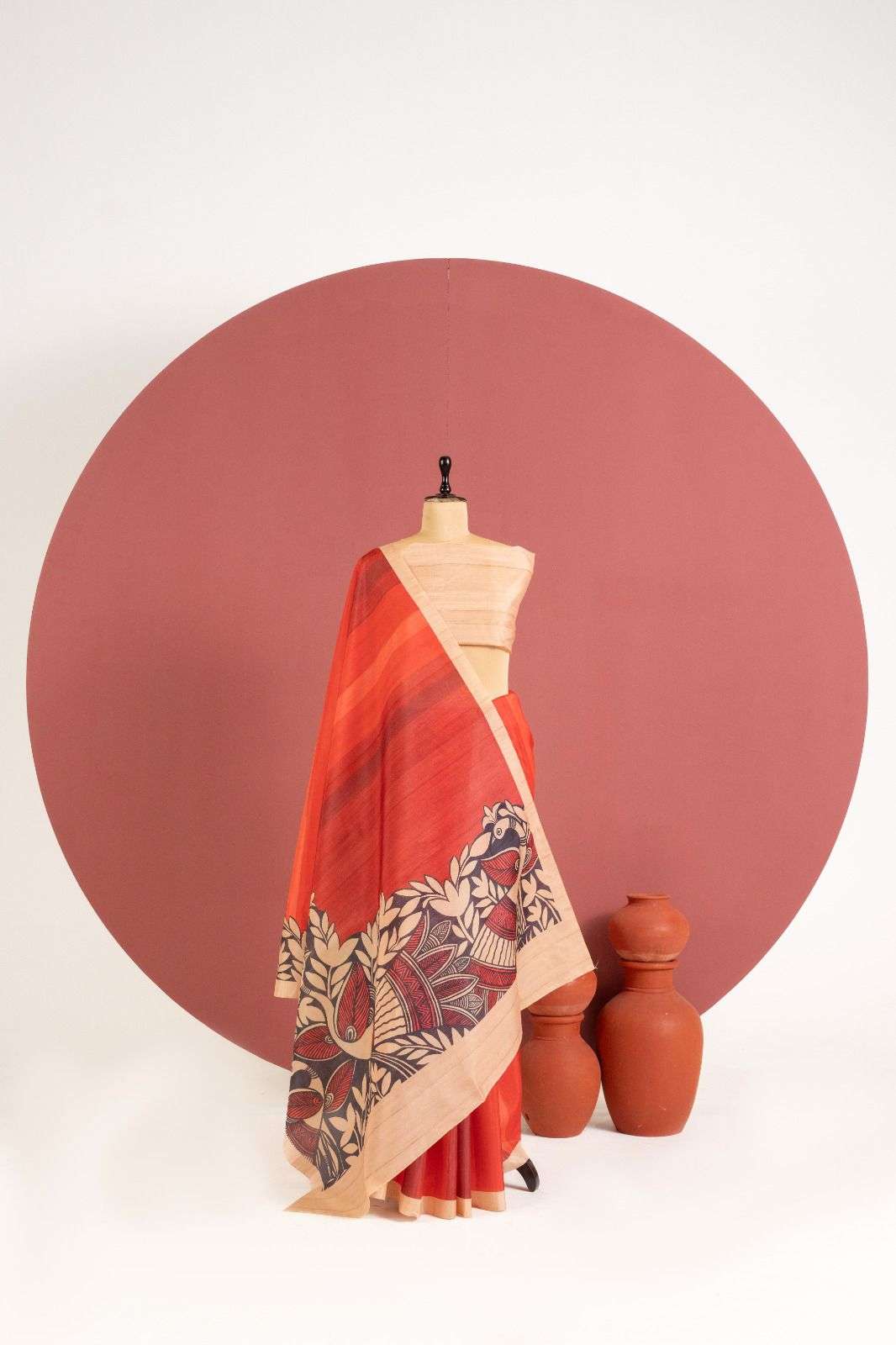 Rutrang🌹 Soft Tussar Silk Saree with Kalamkari Printed Pallu