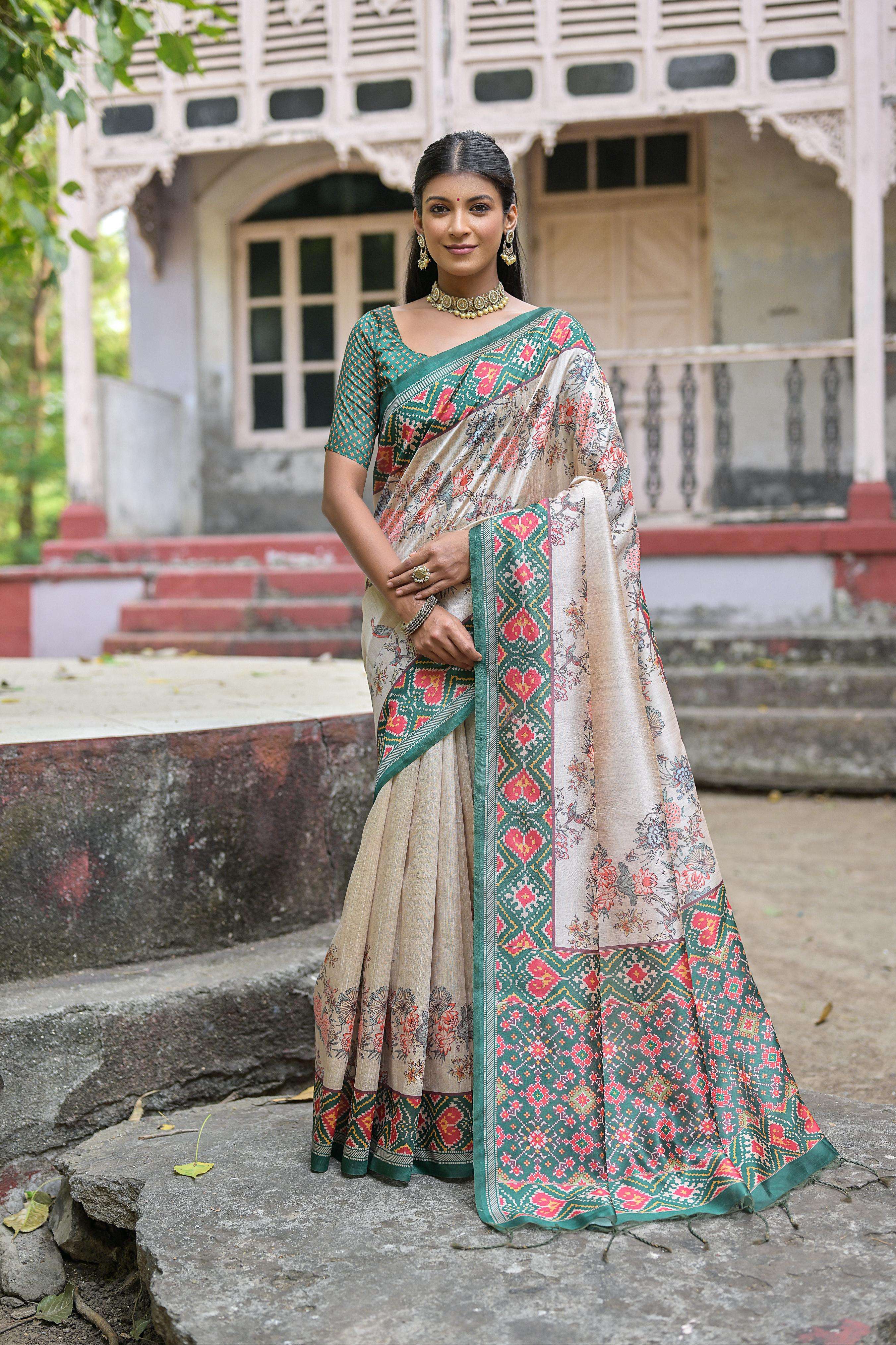 Tussar Silk Saree with Classic Patola Prints