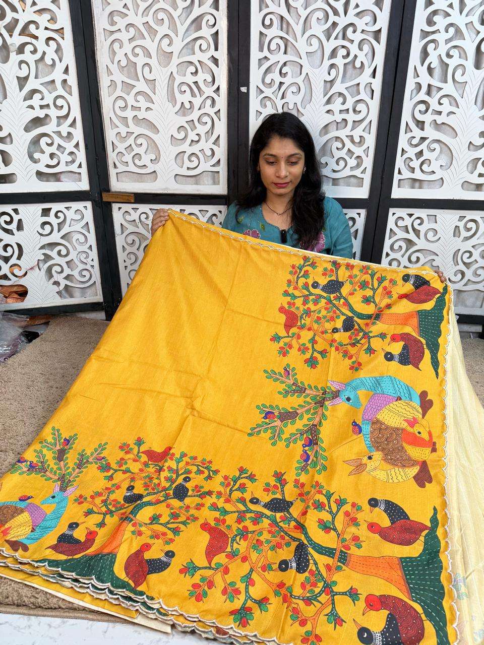Classy Mustard & Tusser Kalamkari Elegance