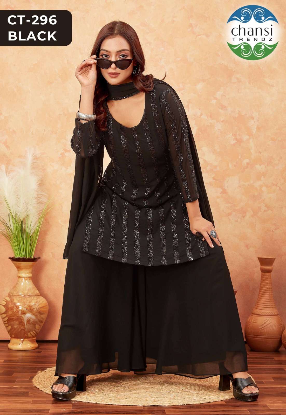 CT 296BLACK by Chansi Trendz kurti collection manufacturers surat 