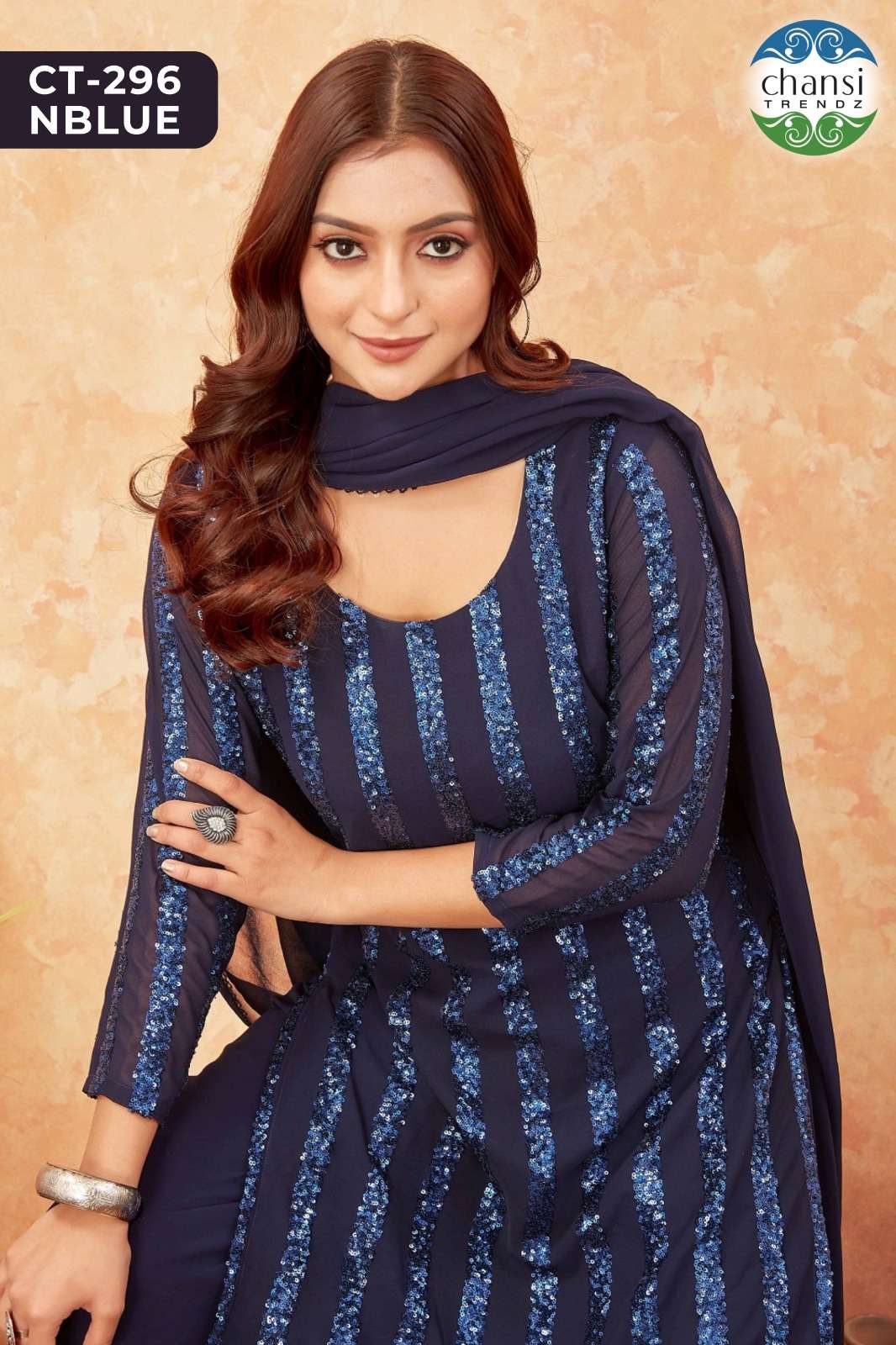 CT 296NBLUE by Chansi Trendz kurti collection manufacturers surat 