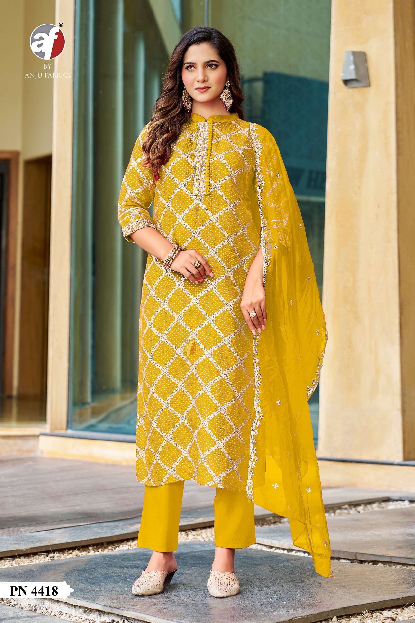 D NO PN 4417 4418 441A By Anju fabric kurti collection manufacturers surat 