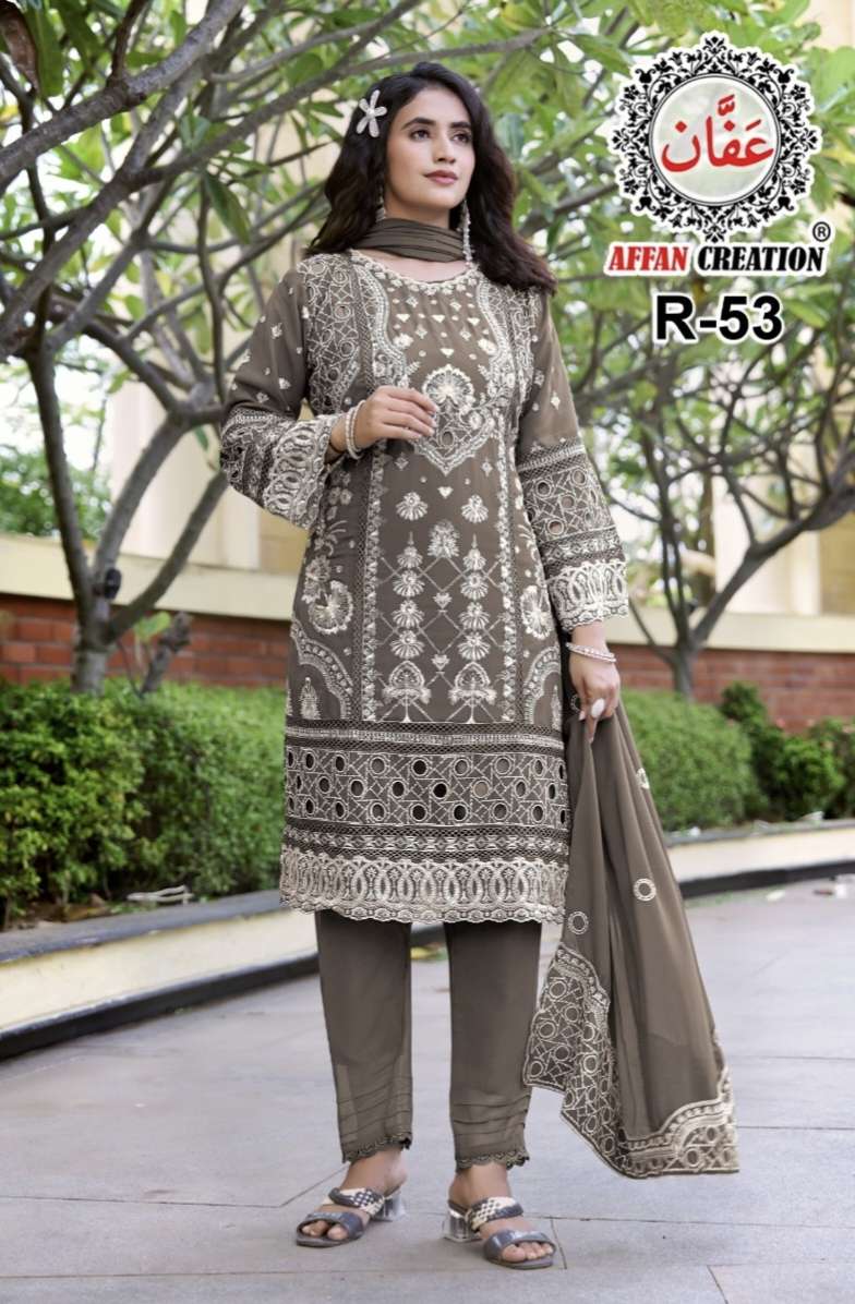 D NO  R 53 by AFFAN CREATION suit collection manufacturers surat 