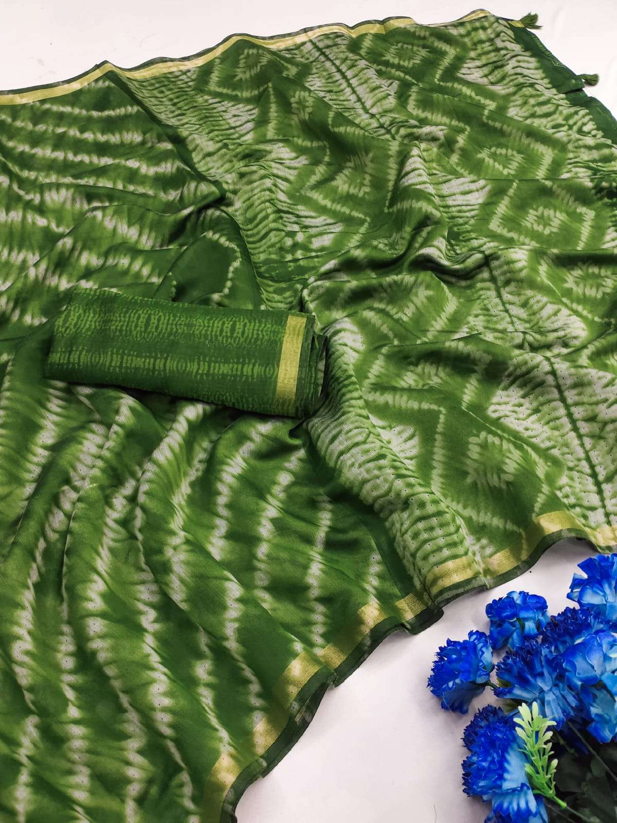 Elegant Leheriya Soft Malai Cotton Saree with Fancy Pallu