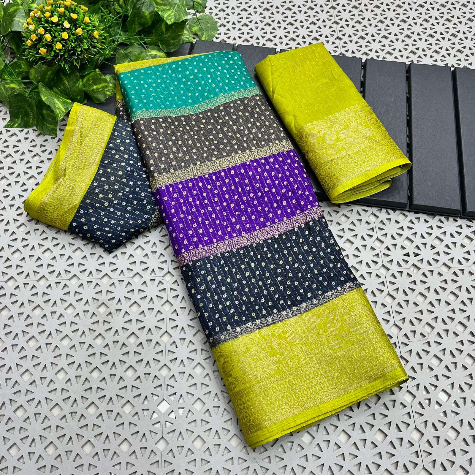 Multicolour Bandhej Dola Silk Saree Collection