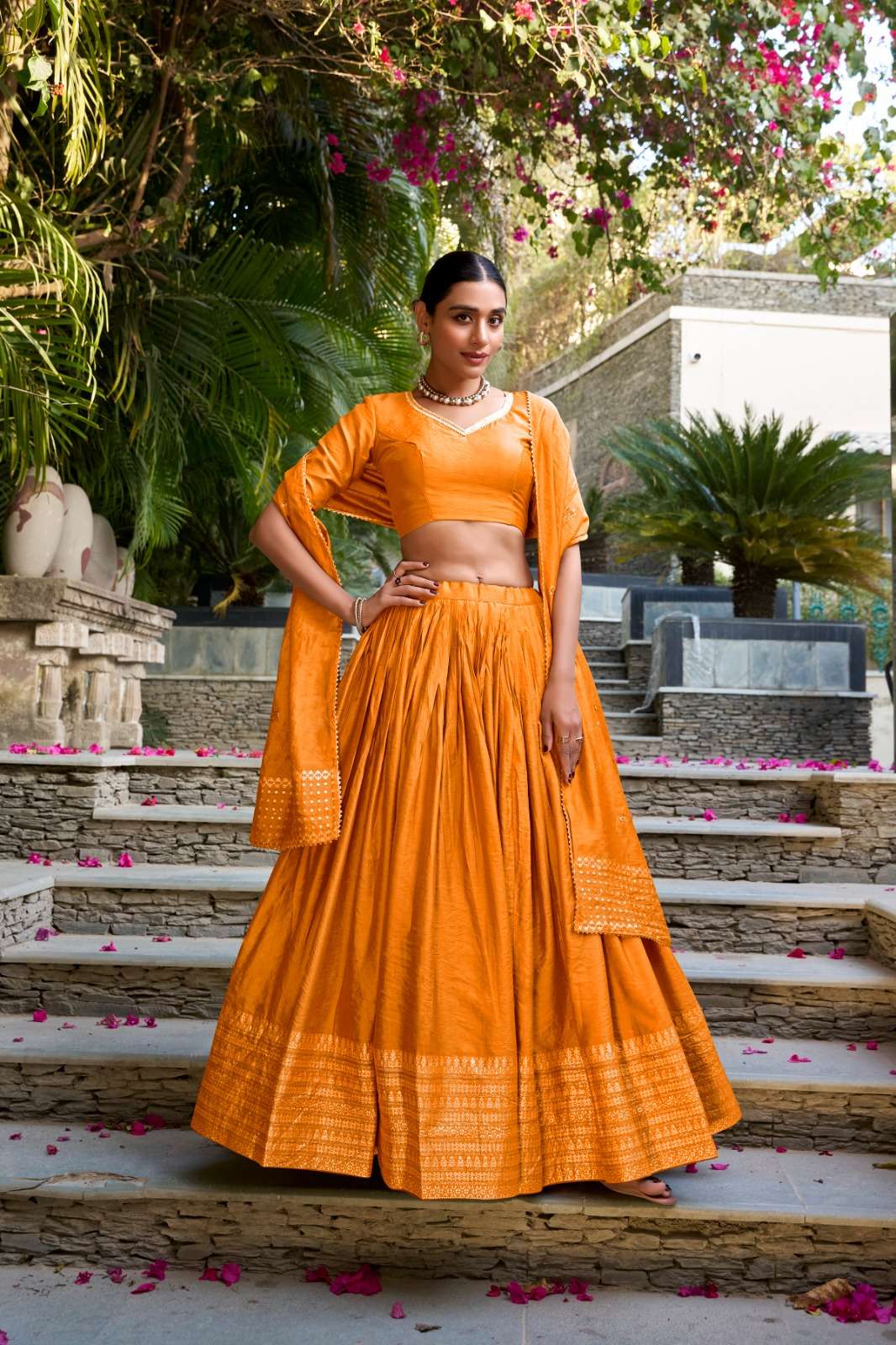 Pure Chanderi Plain Lehenga choli collection manufacturers surat 