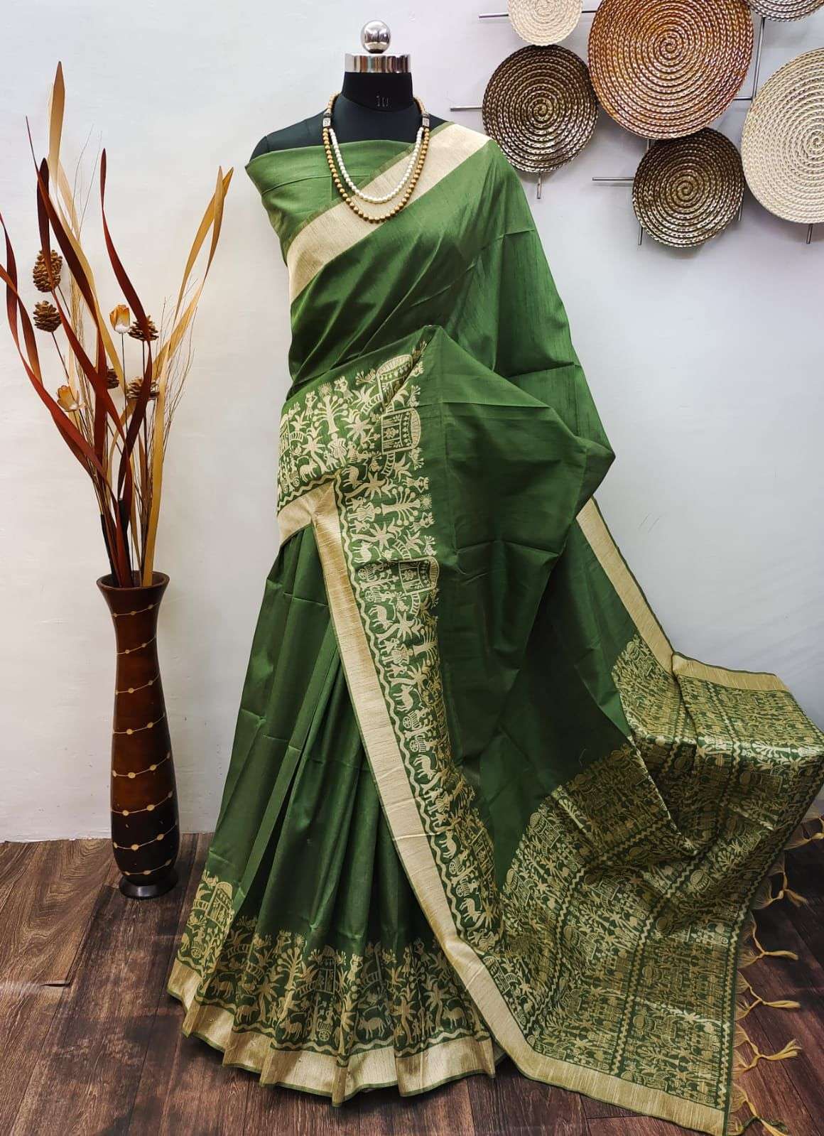 Raw Silk 102 – Banglori Handloom Kalamkari Weaving Saree
