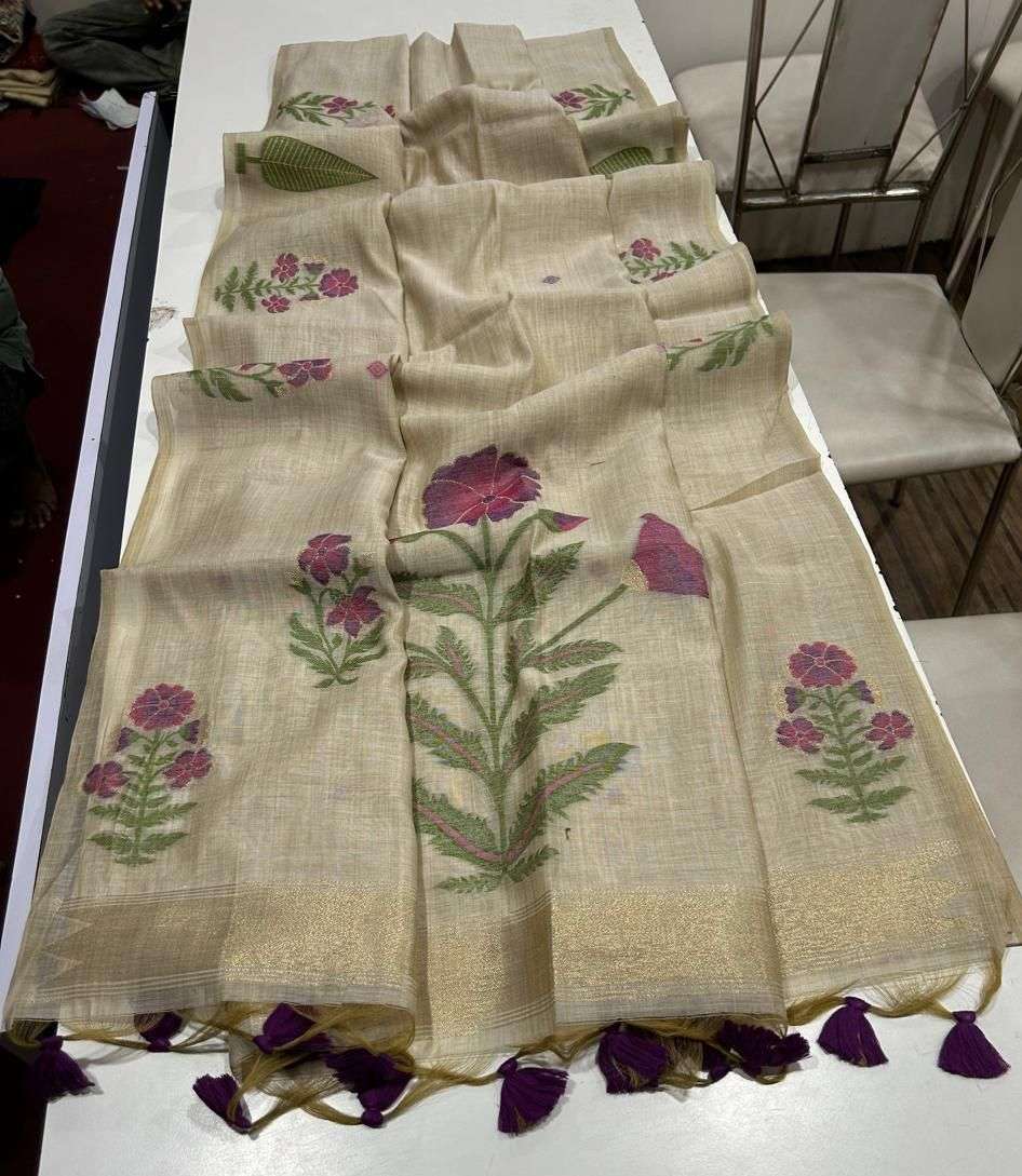 RUTRANG – Muga Cotton 257 Premium Jamdani Weave Saree