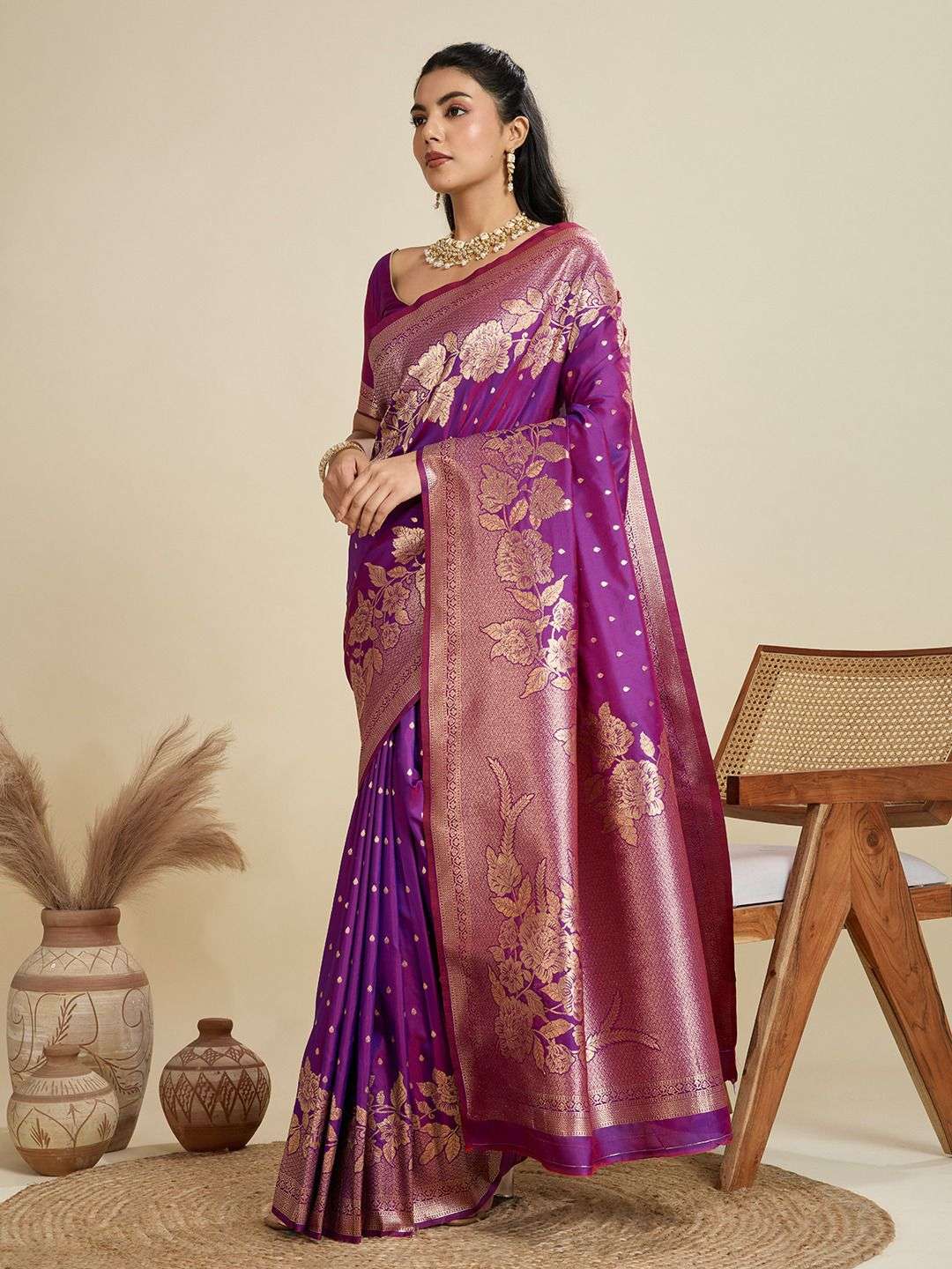 Rutrang Soft Kanjivaram Silk Saree – Rich Pure Zari Elegance