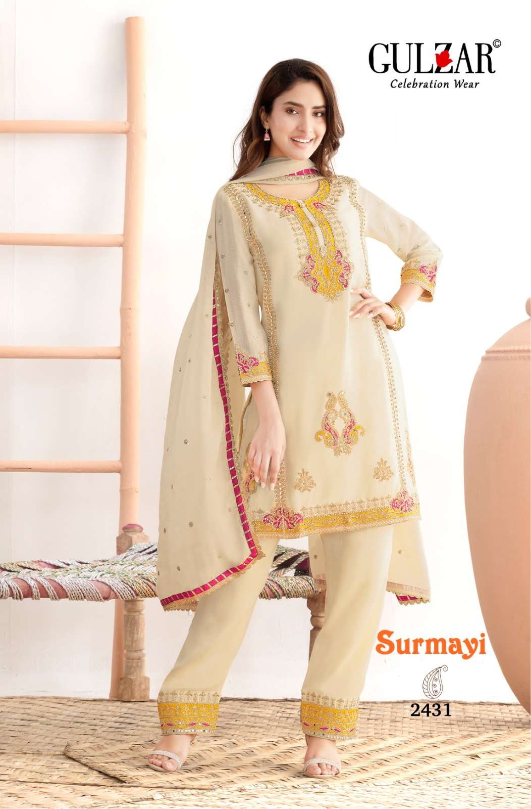 SURMAYI vol 1 D no 2431 2432 BY GULZAR suit collection manufacturers surat 