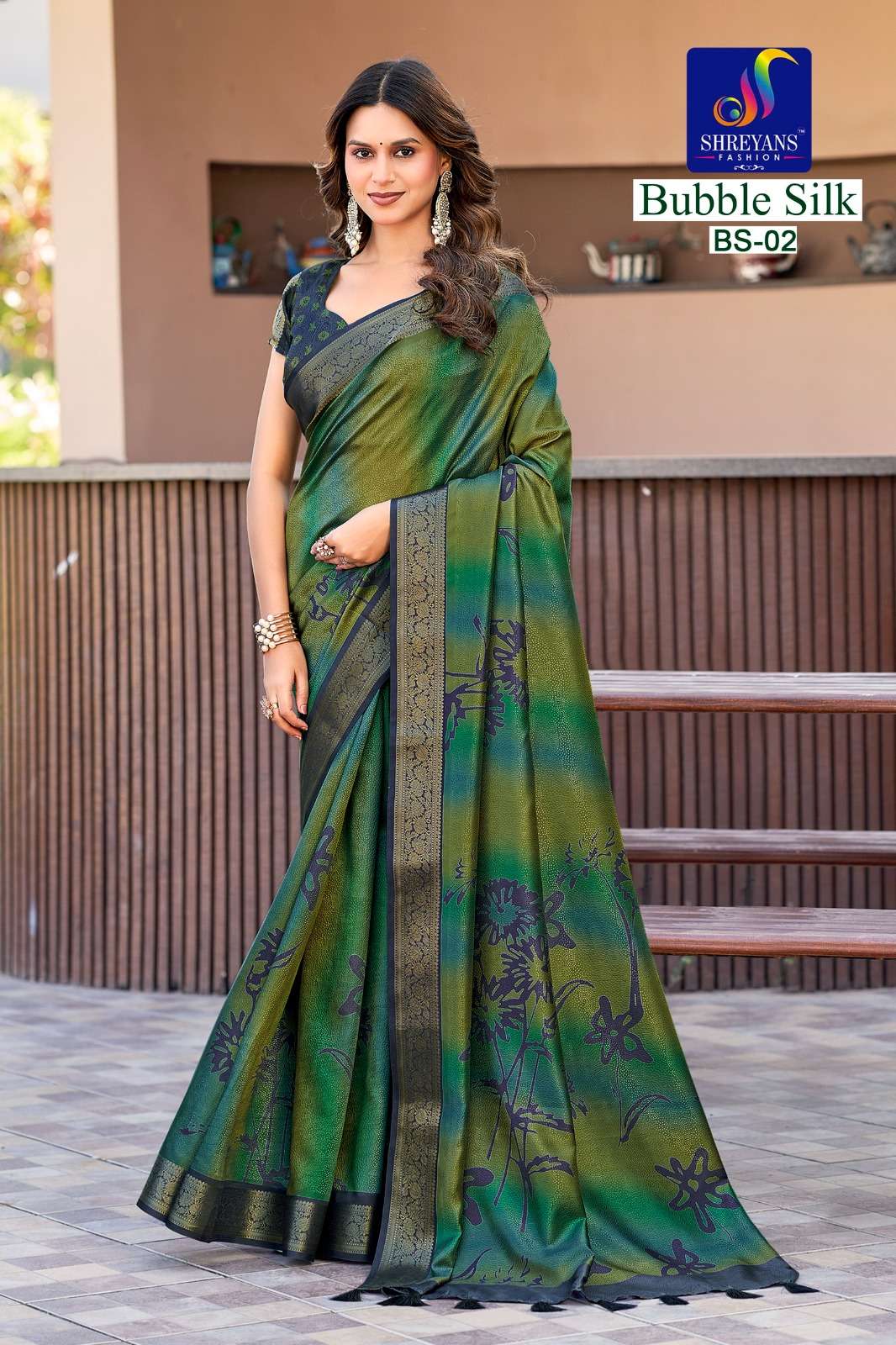 Trendy Soft Cotton Bubble Silk Saree – Light & Stylish Collection