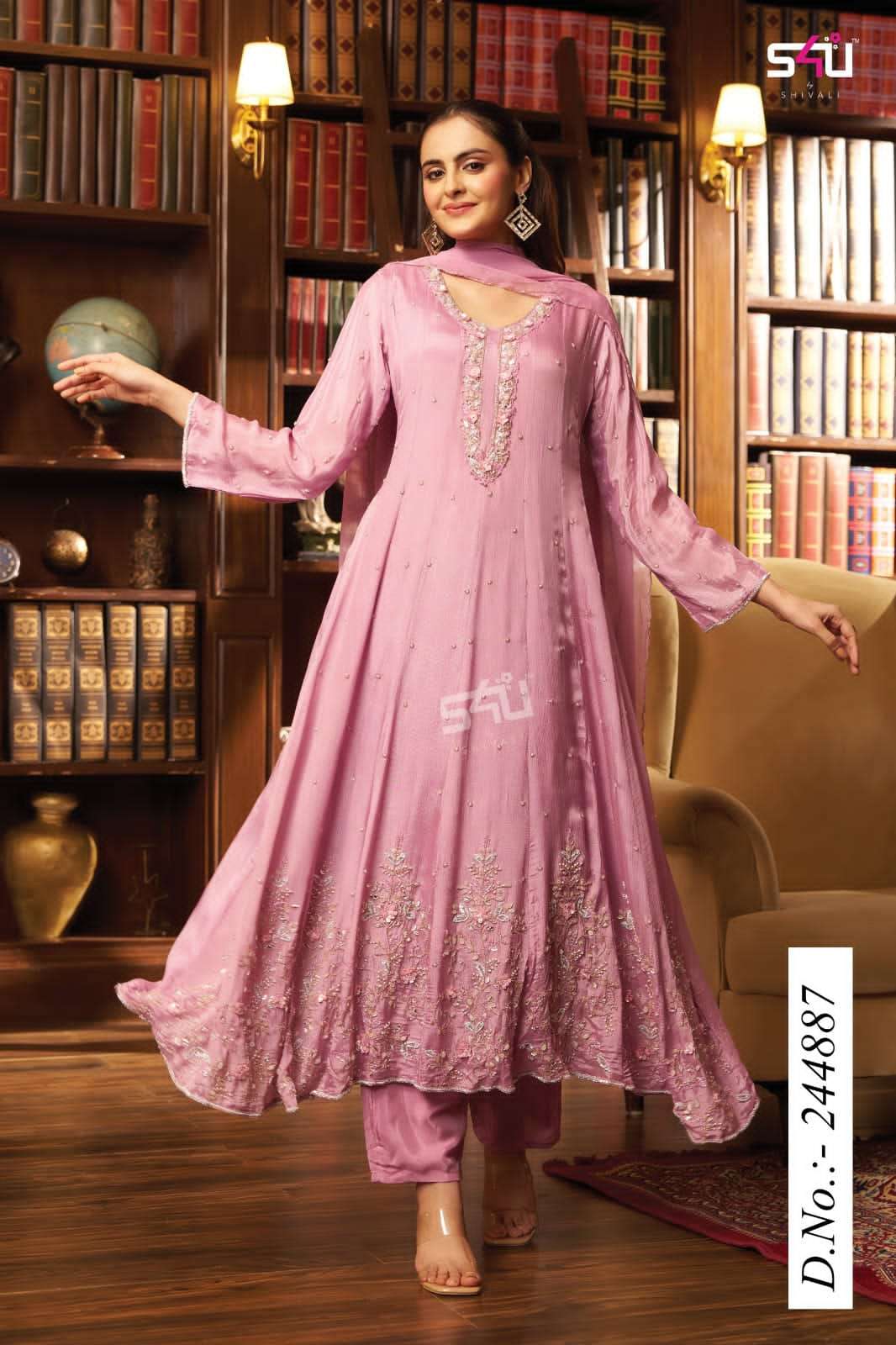 244887 F ANARKALI kurti collection manufacturers surat 