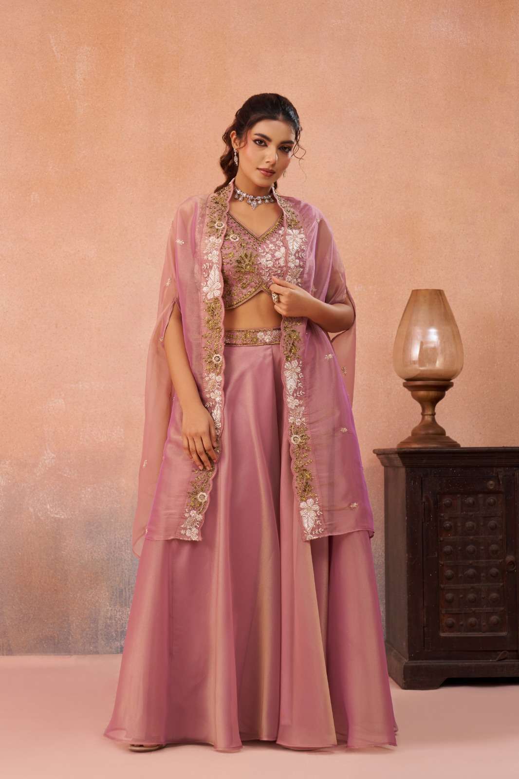 ADORN CRAFT 8 IW PINK AND PISTA Crop Top collection manufacturers surat 