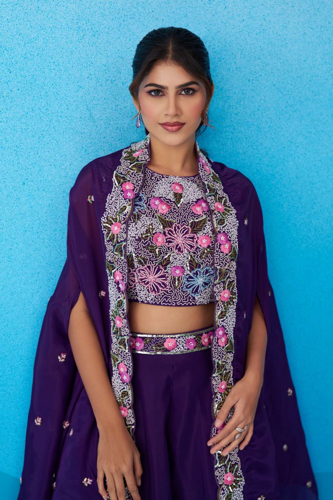 ADORN CRAFT 9 IW-PURPLE AND RANI crop top collection manufacturers surat 