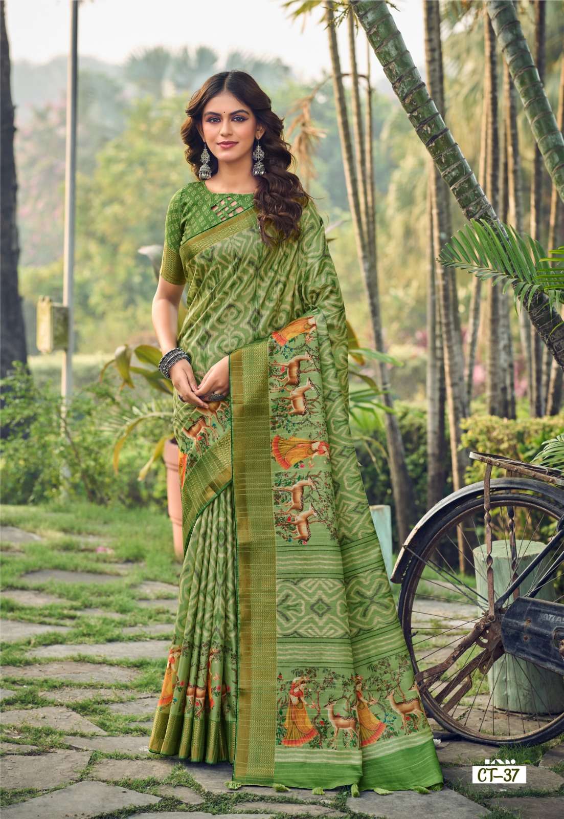 Calinga Tusser Silk Saree with Kalamkari Print