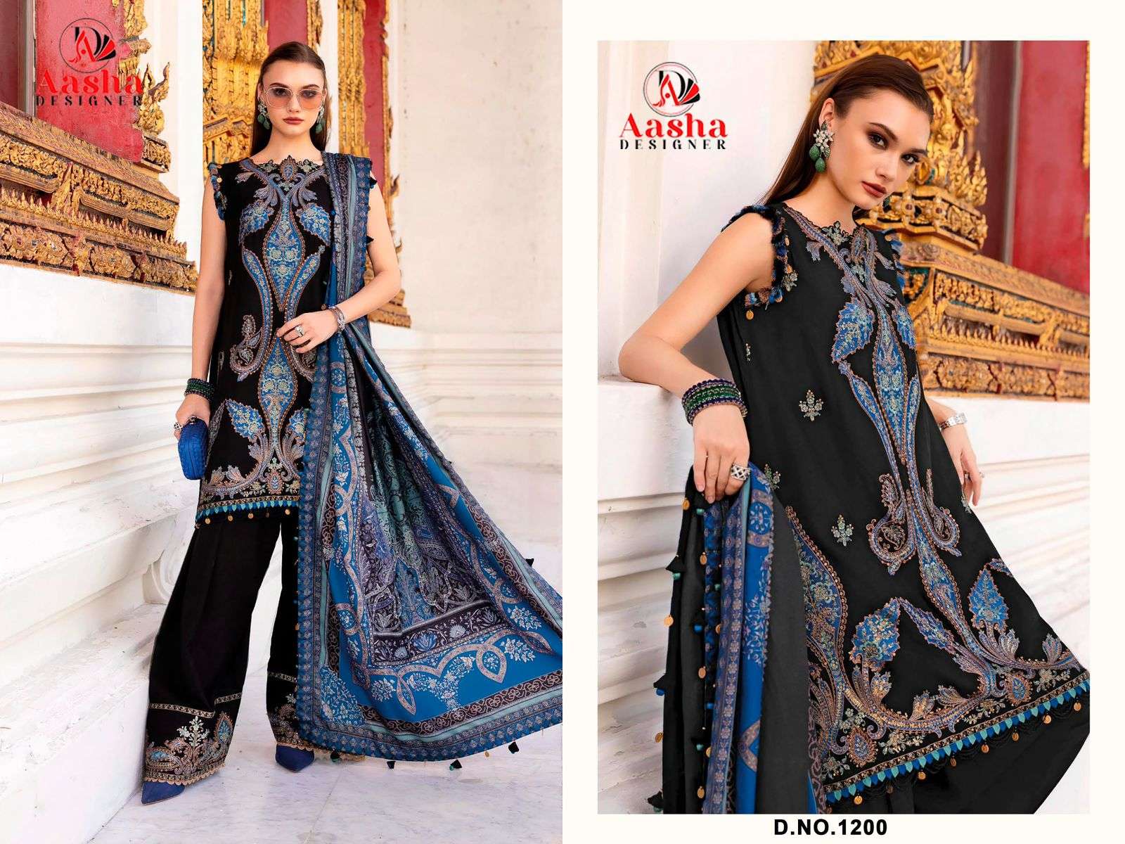 D NO 1200 1195 by AASHA DESIGNER suit collection manufacturers surat                 