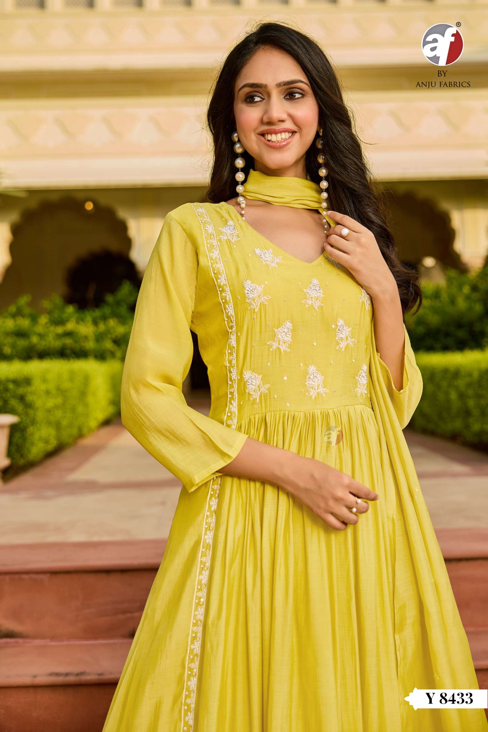 D NO Y 8433A  by Anju fabric kurti collection manufacturers surat 