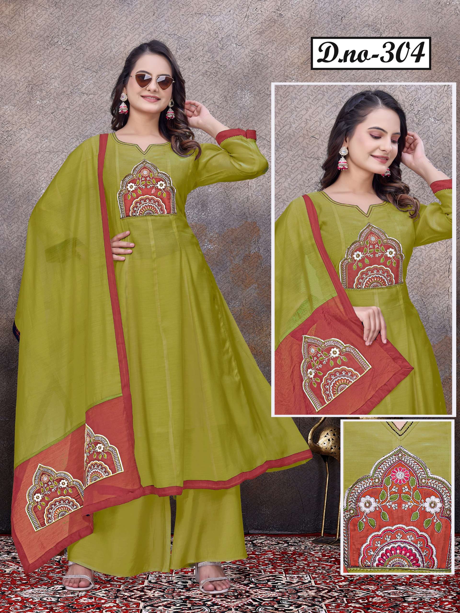 Design No 304  305 by Kadlee Fashion kurti collection manufacturers surat 