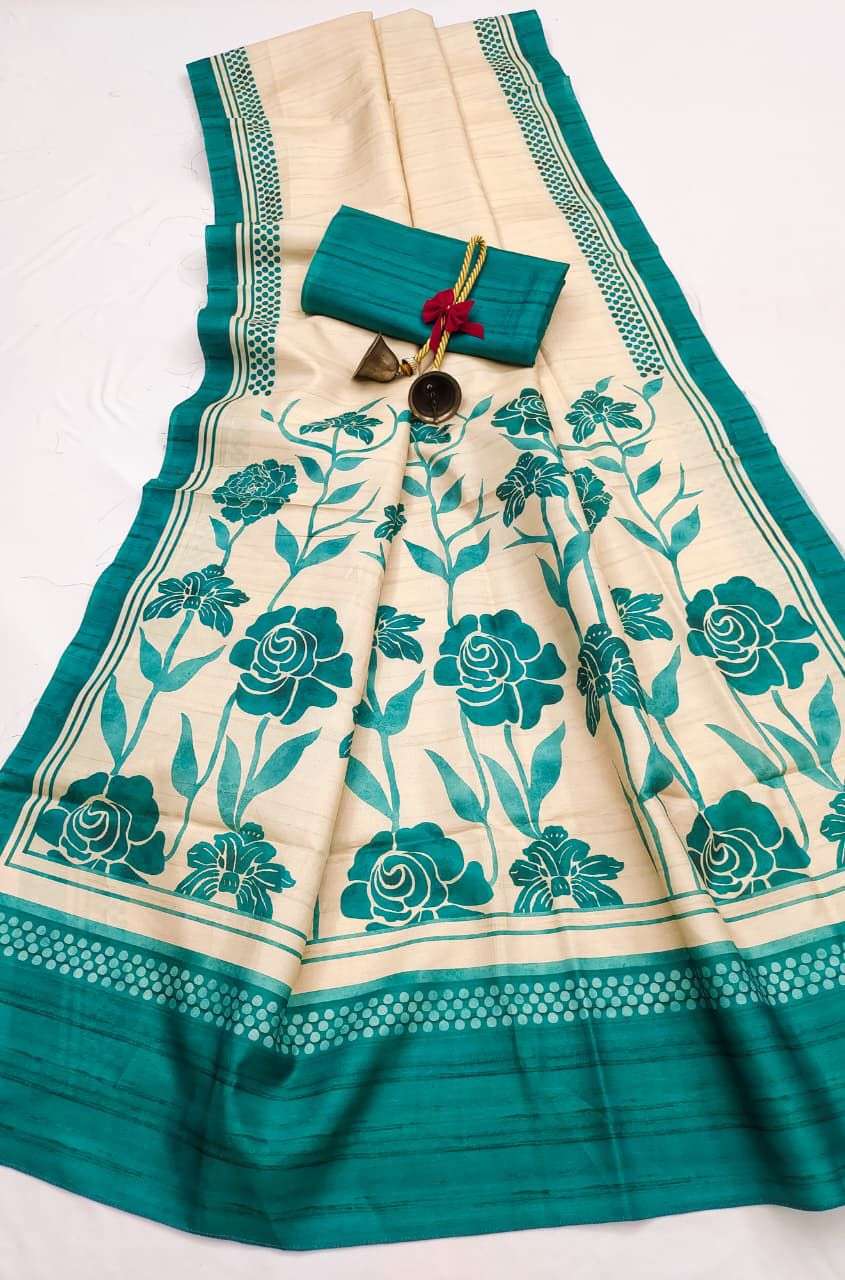 Elegant Cosmos Silk Saree with Floral Printed Pallu