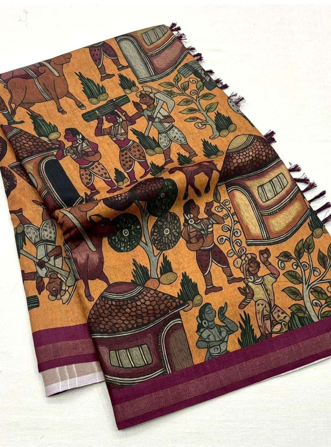 Kosovo Prints Kalamkari – Staple Silk Position Print Saree
