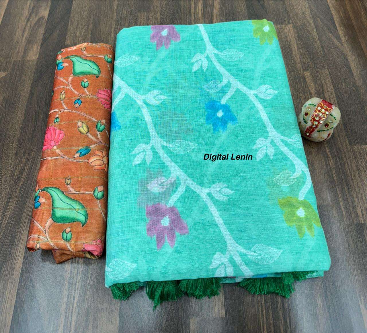 Most Awaited Pure Linen Saree with Exclusive Kalamkari Blouse