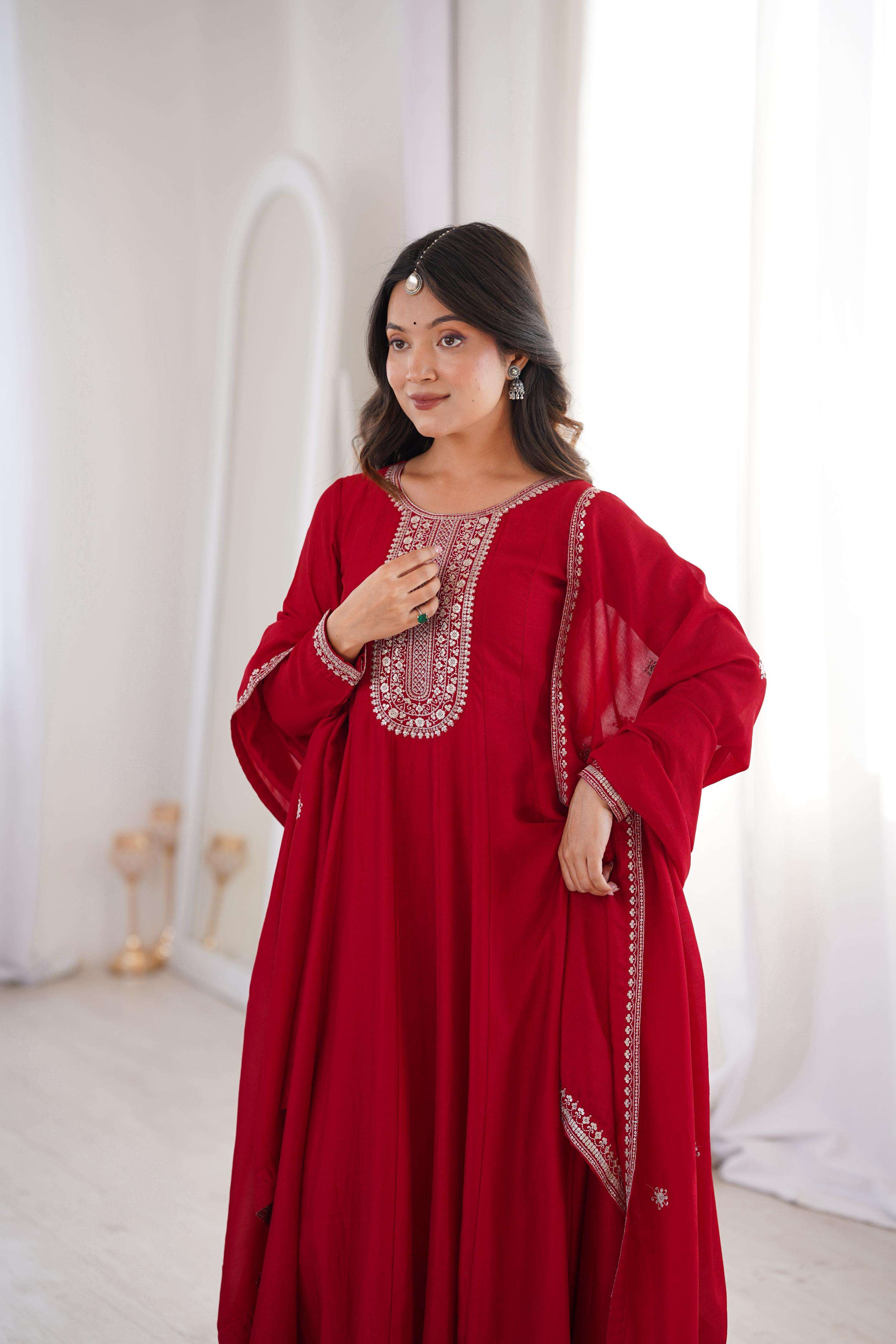 NKB 72 DARKRED gown collection manufacturers surat 