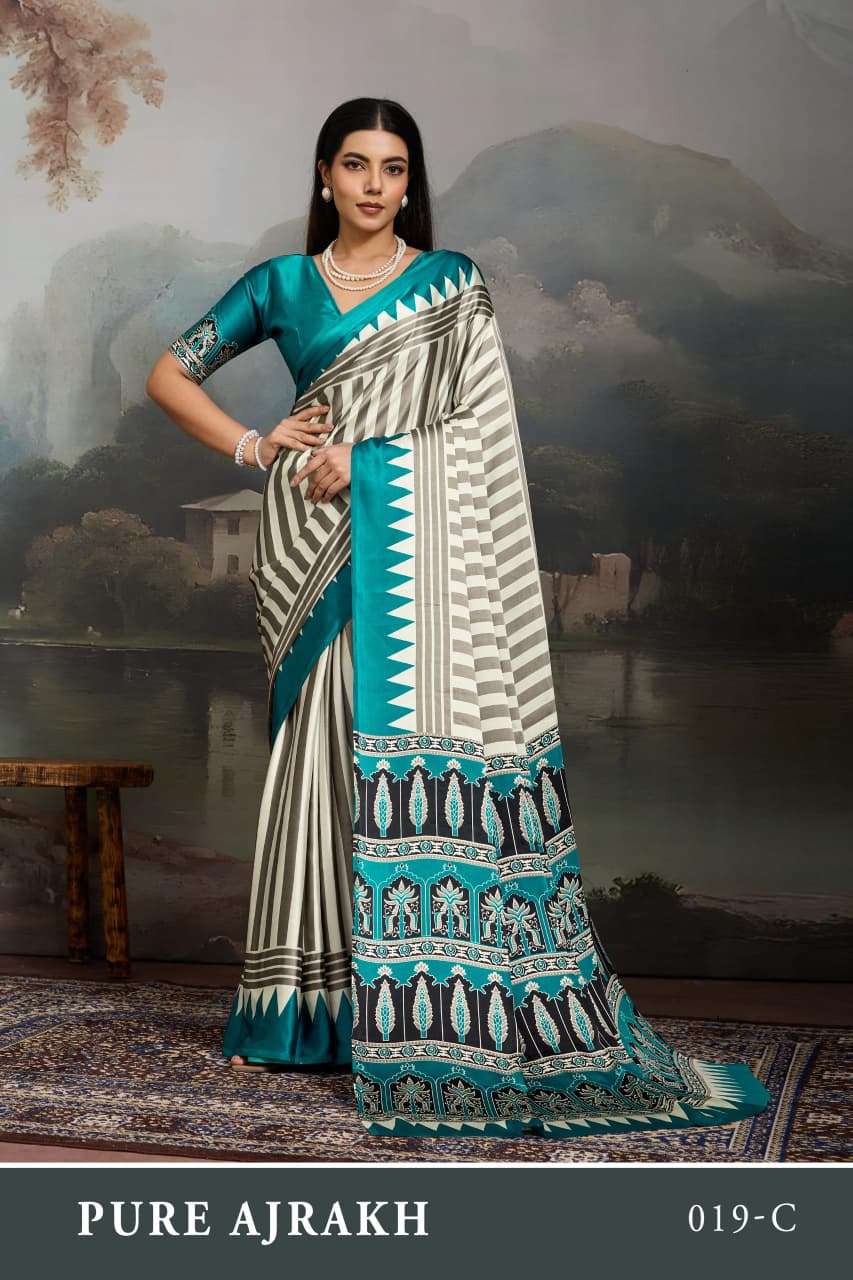 PURE AJRAKH 019 saree Collection manufacturer surat 