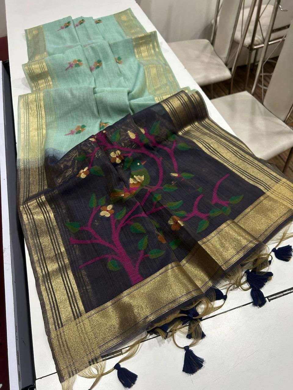 Rutrang Muga Cotton 418 – Premium Resham Jamdani Weaving Saree