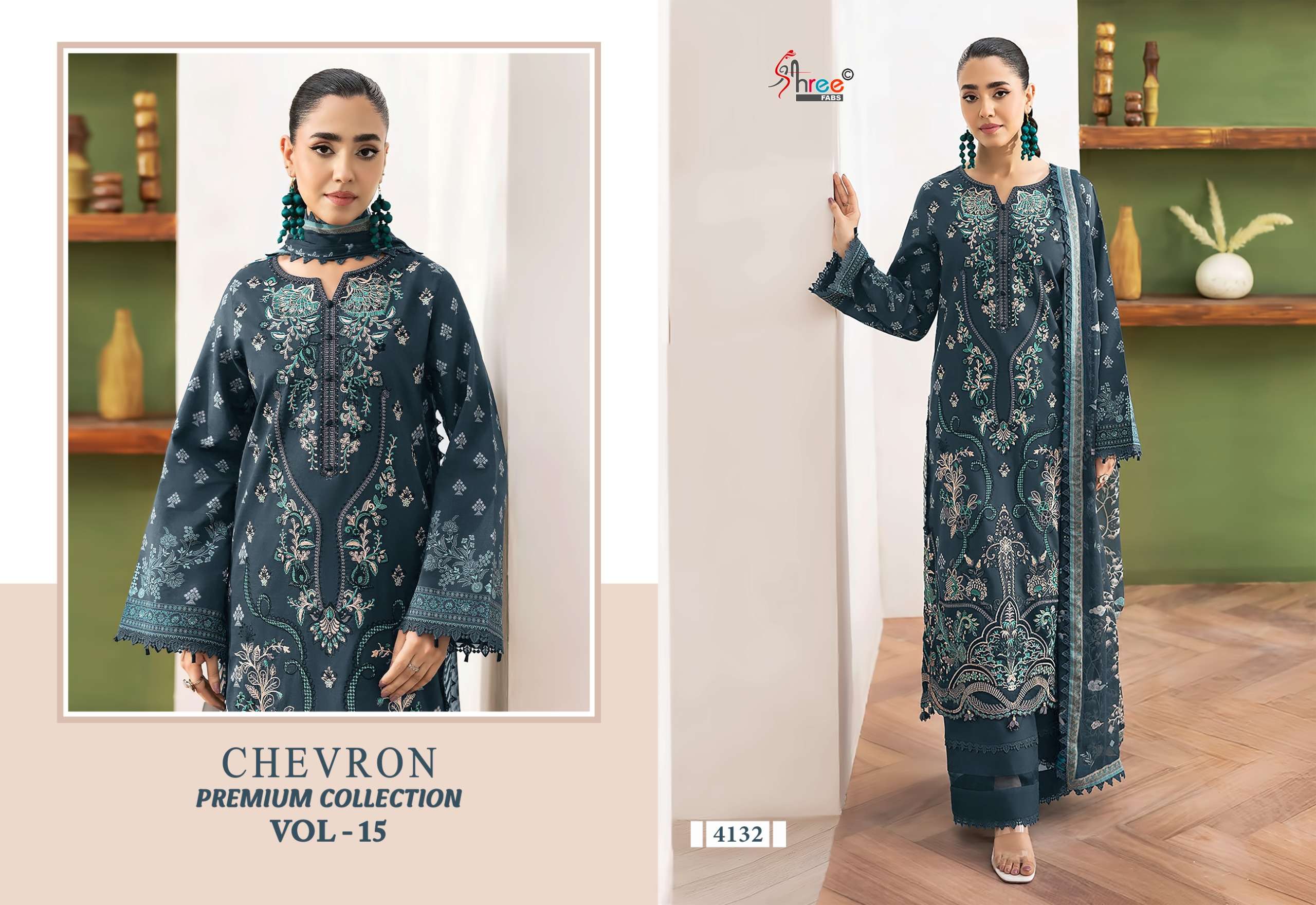 CHEVRON PREMIUM COLLECTION VOL 15 by SHREE FAB suit collection manufacturers surat 
