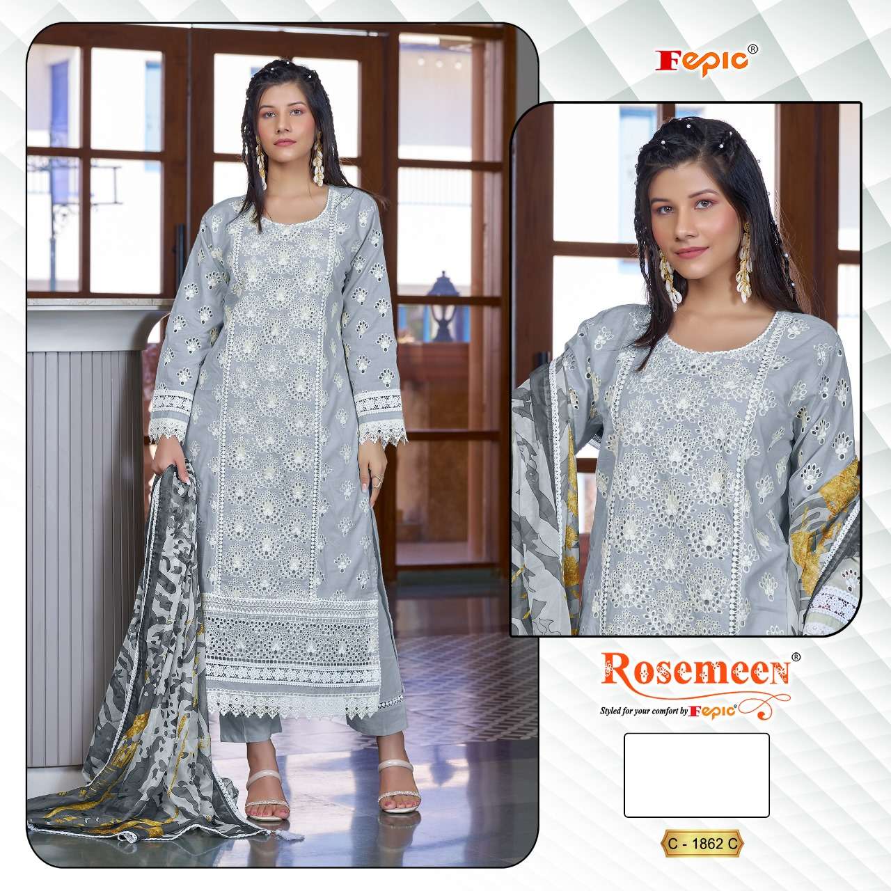 D NO 1862 ROSEMEEN by FEPIC suit collection manufacturers surat 