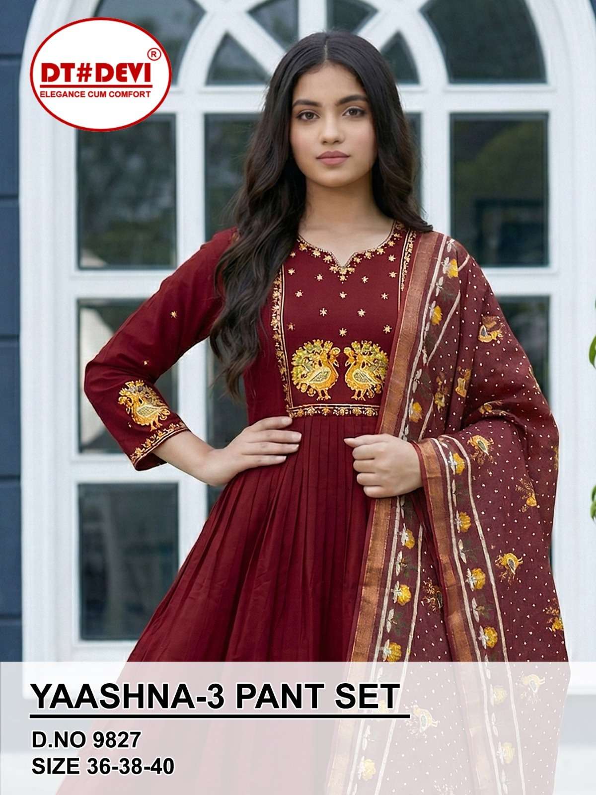 D NO 9827 YAASHNA 3 kurti collection manufacturers surat 