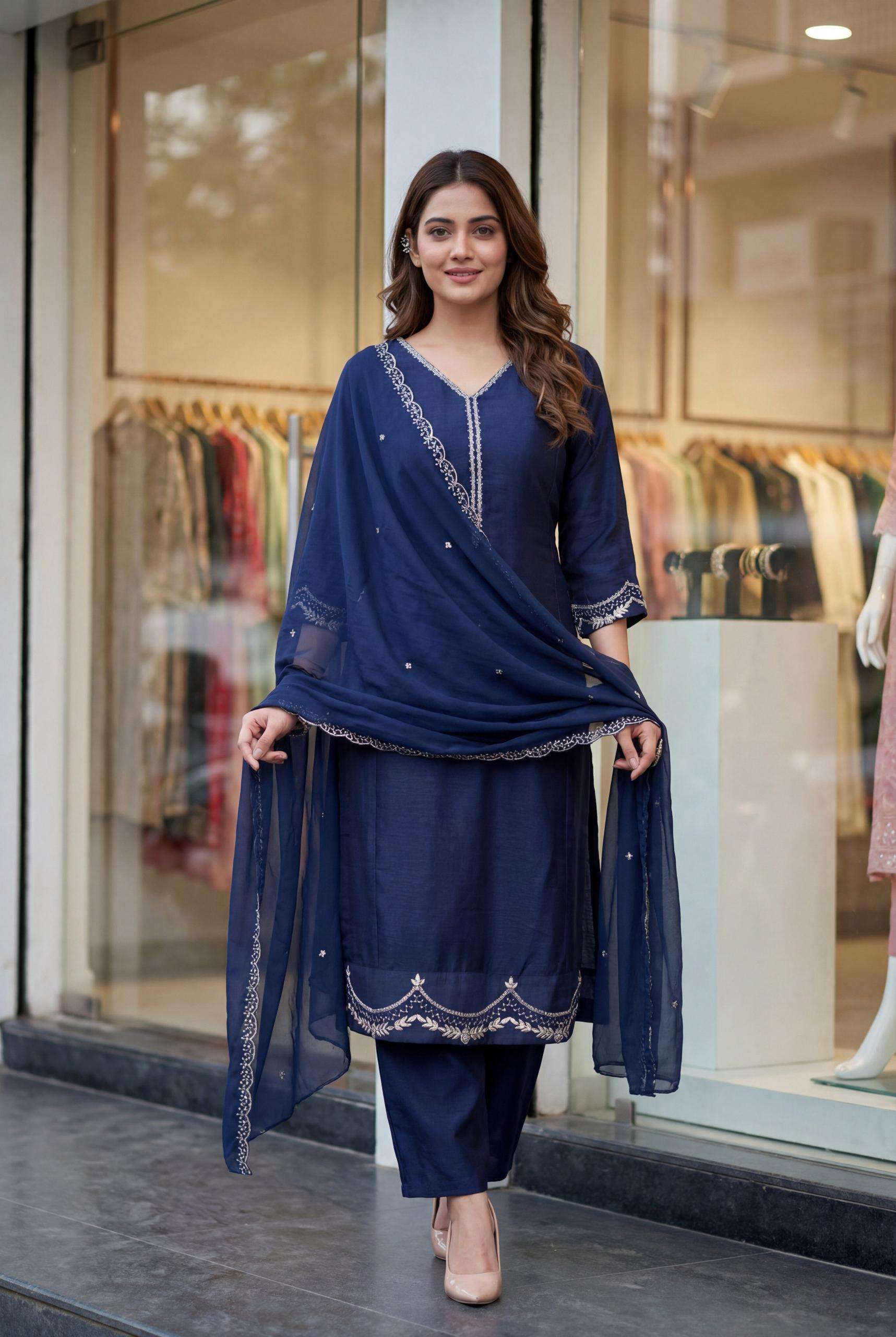 Party wear 3 PC concept TOP BOTTOM DUPATTA Kurti collection manufacturers surat 