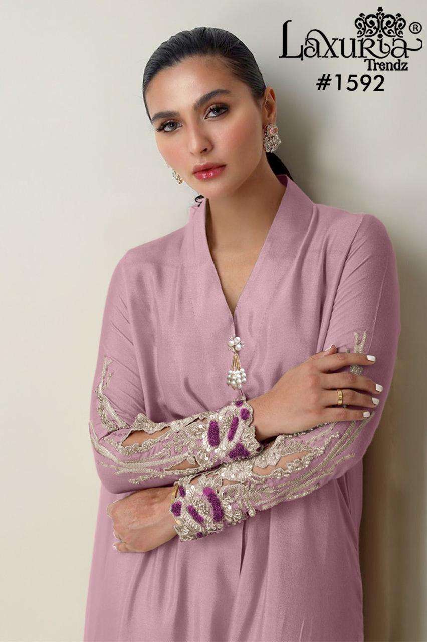 D No 1592A  by Laxuria Trendz kurti collection manufacturers surat