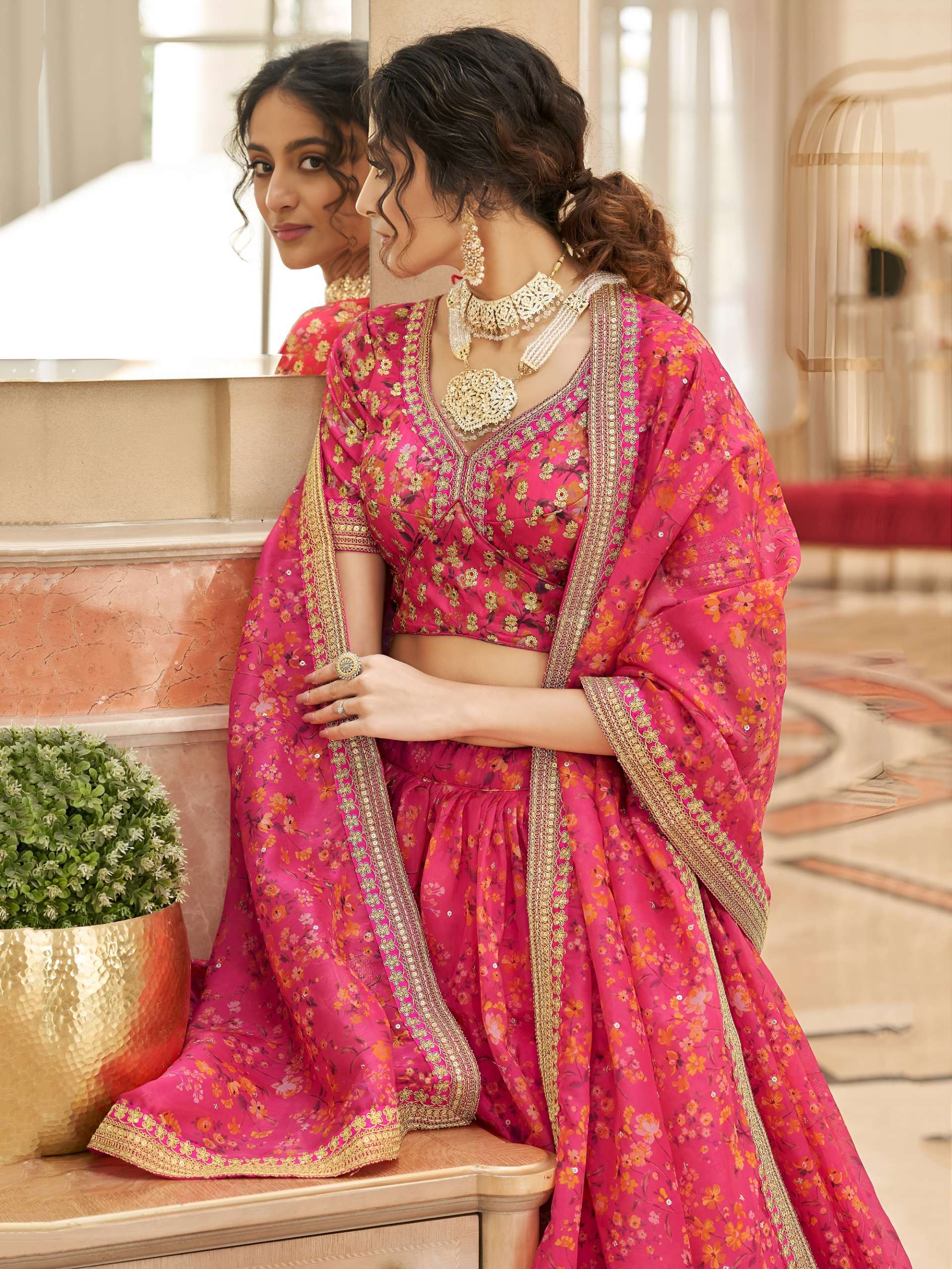 Product Code 7422 Bright rani pink lehenga choli collection manufacturers surat