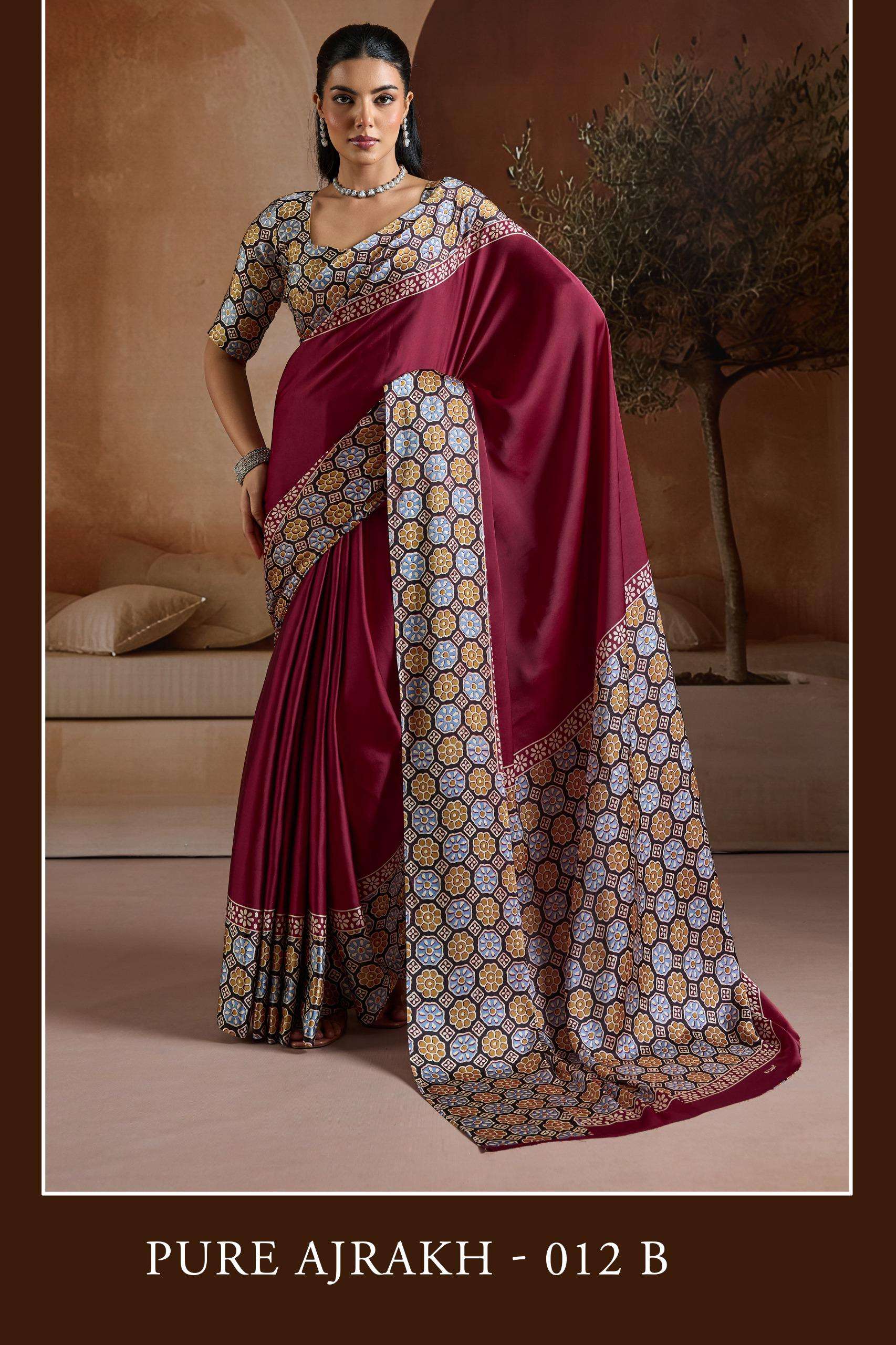 PURE AJRAKH 012 by RAJTEX saree Collection manufacturer surat 