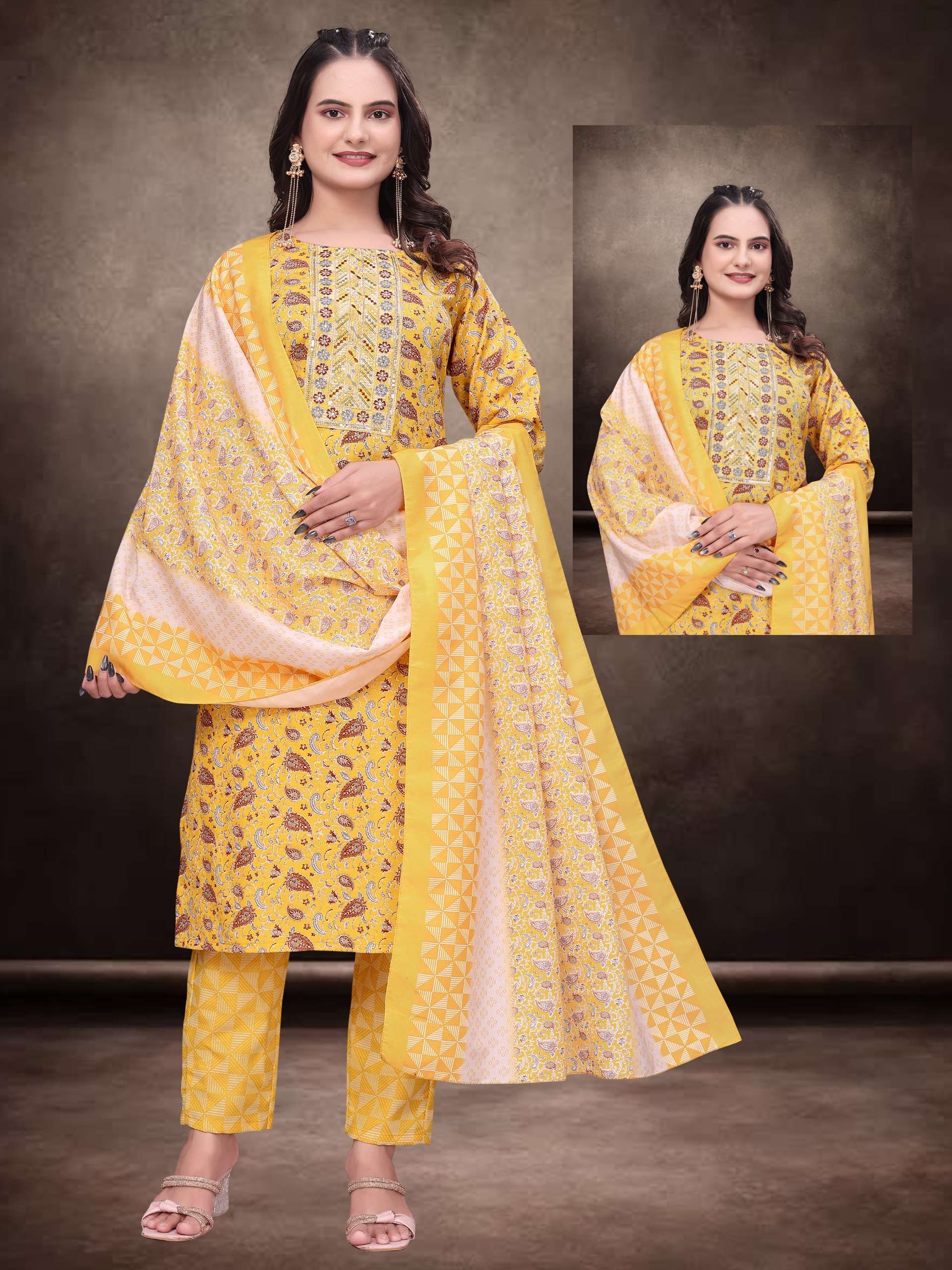 STRAIGHT STYLE  KURTI WITH PANT DUPATTA collection manufacturers surat 