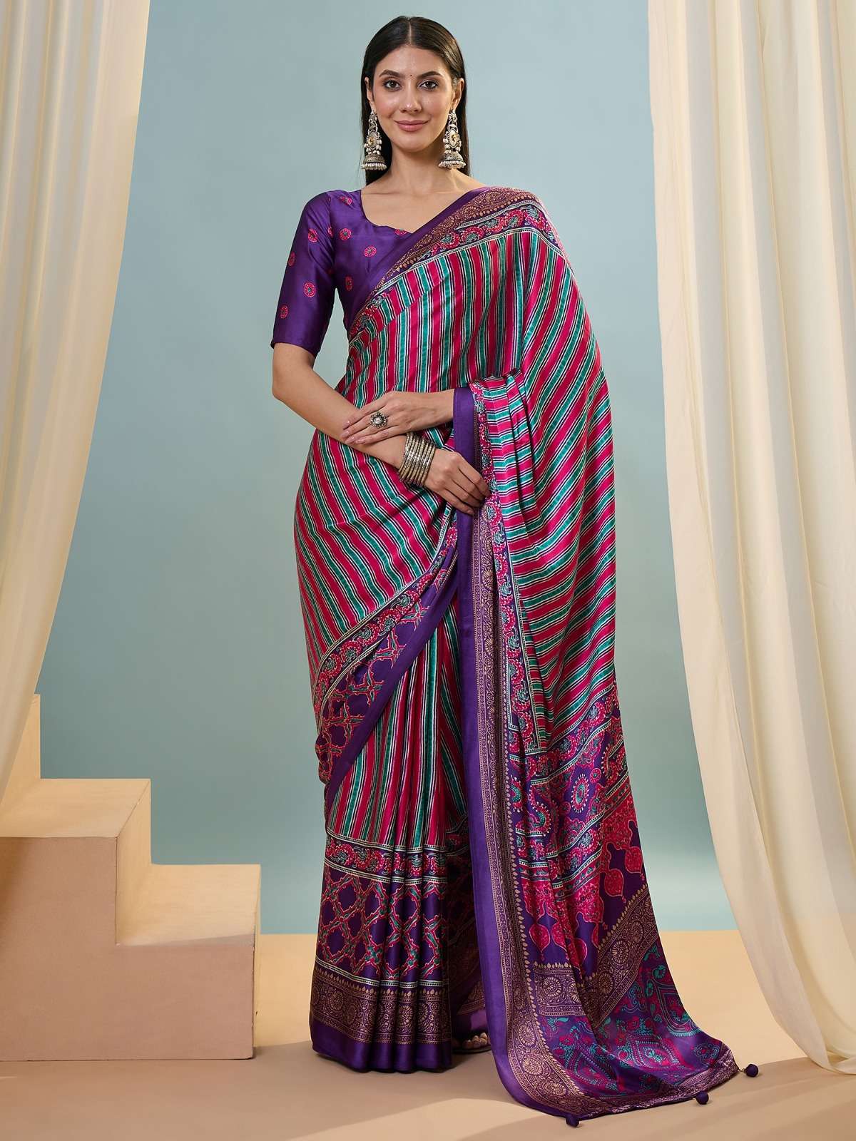 Ajrakh luxe vol b saree Collection manufacturer surat 