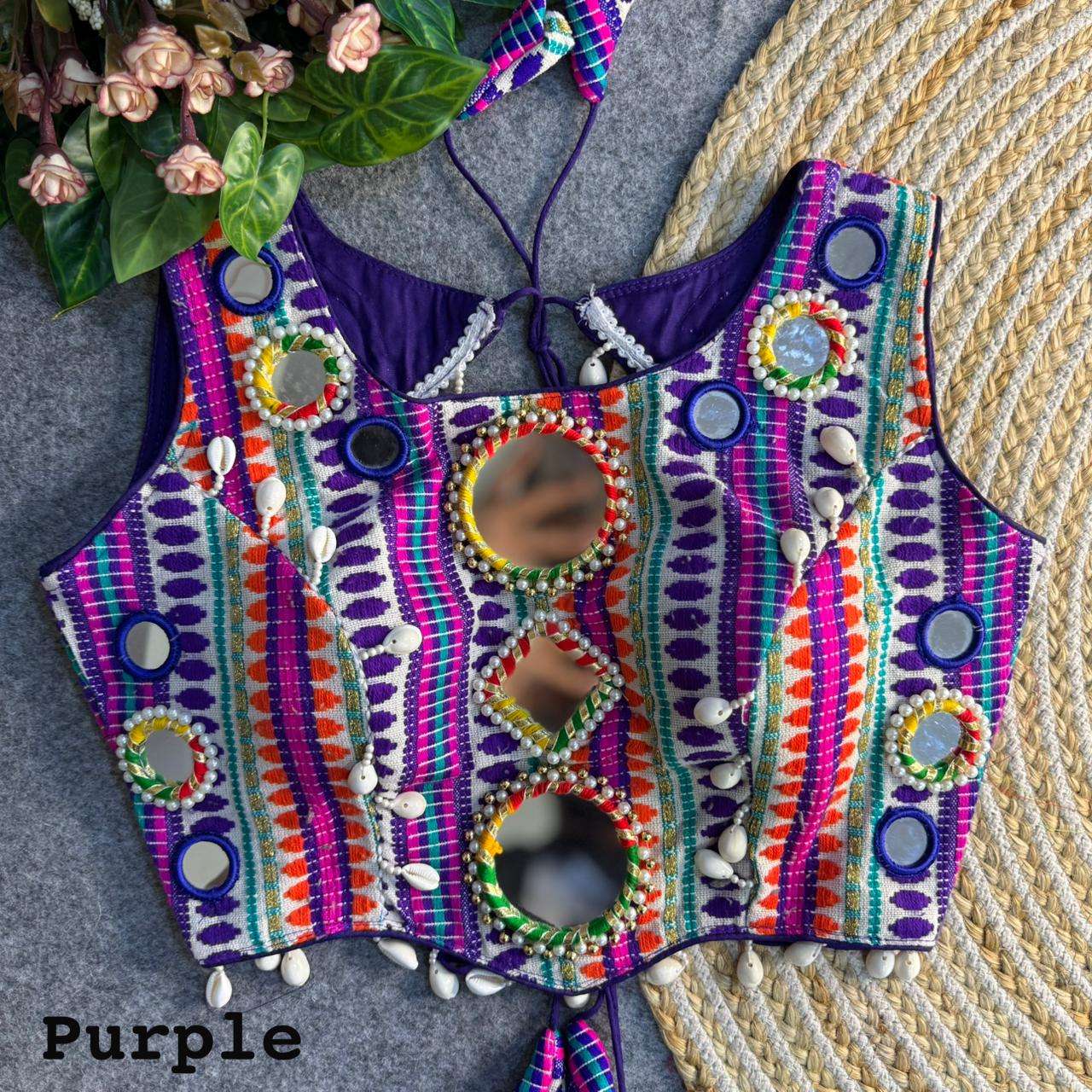 NAVRATRI SPECIAL TRADITIONAL BIG MIRROR KUTCHI WORK BLOUSE collection manufacturers surat 