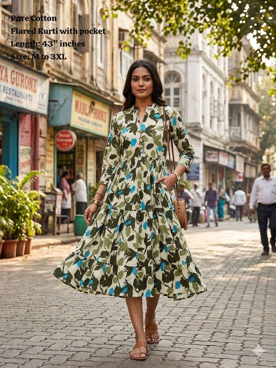 Pure 60x60 Cotton Flared Kurti collection manufacturers surat 