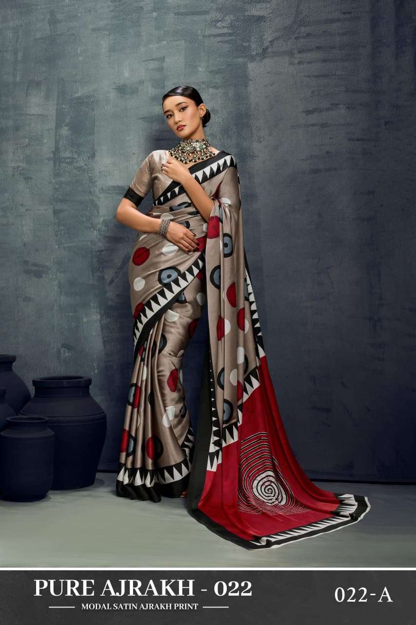 PURE AJRAKH 022 by RAJTEX saree Collection manufacturer surat 