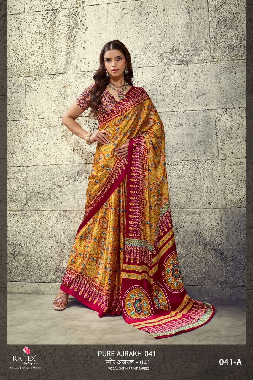 PURE AJRAKH 041 by RAJTEX FABRIC saree Collection manufacturer surat 