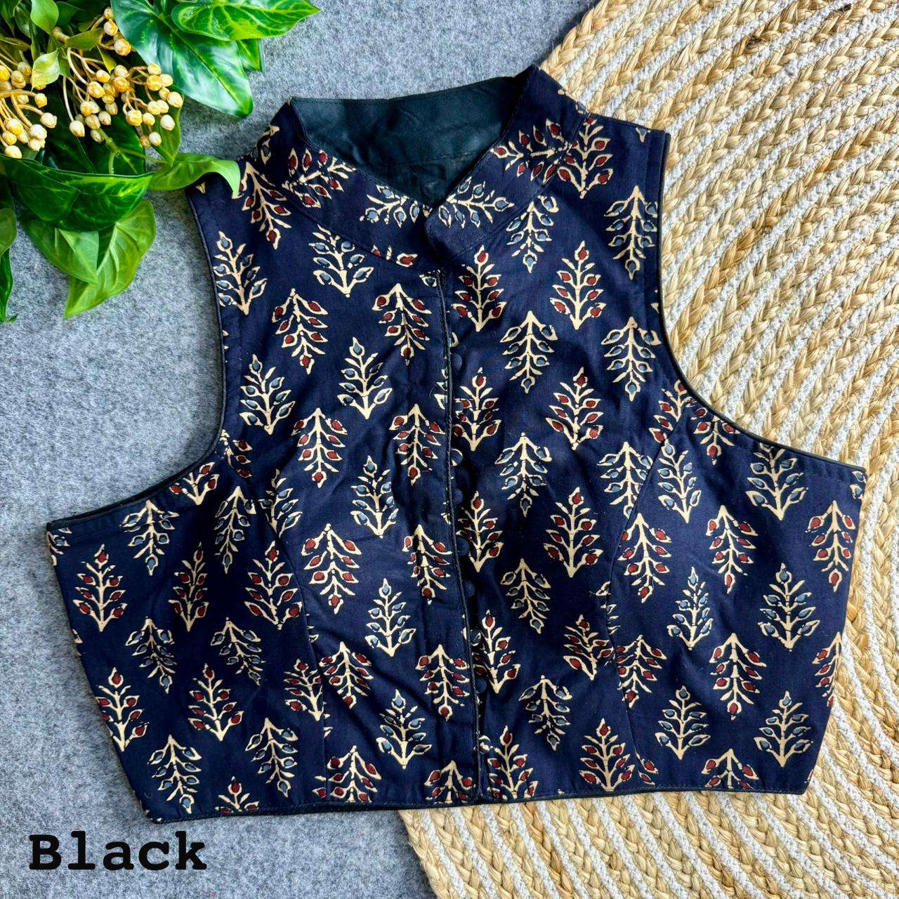 Pure Ajrakh Cotton Halter Neck Blouse collection manufacturers surat 
