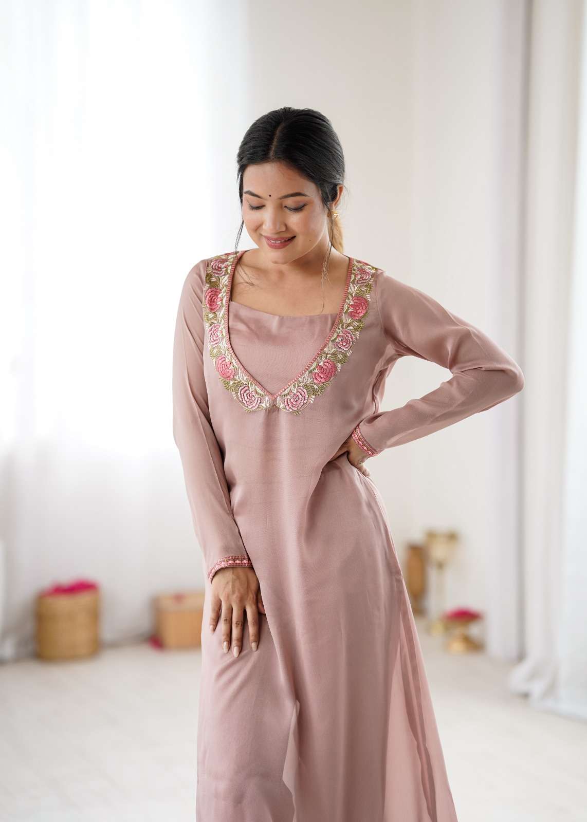 ROSE EMBROIDERED GEORGETTE KURTI collection manufacturers surat 