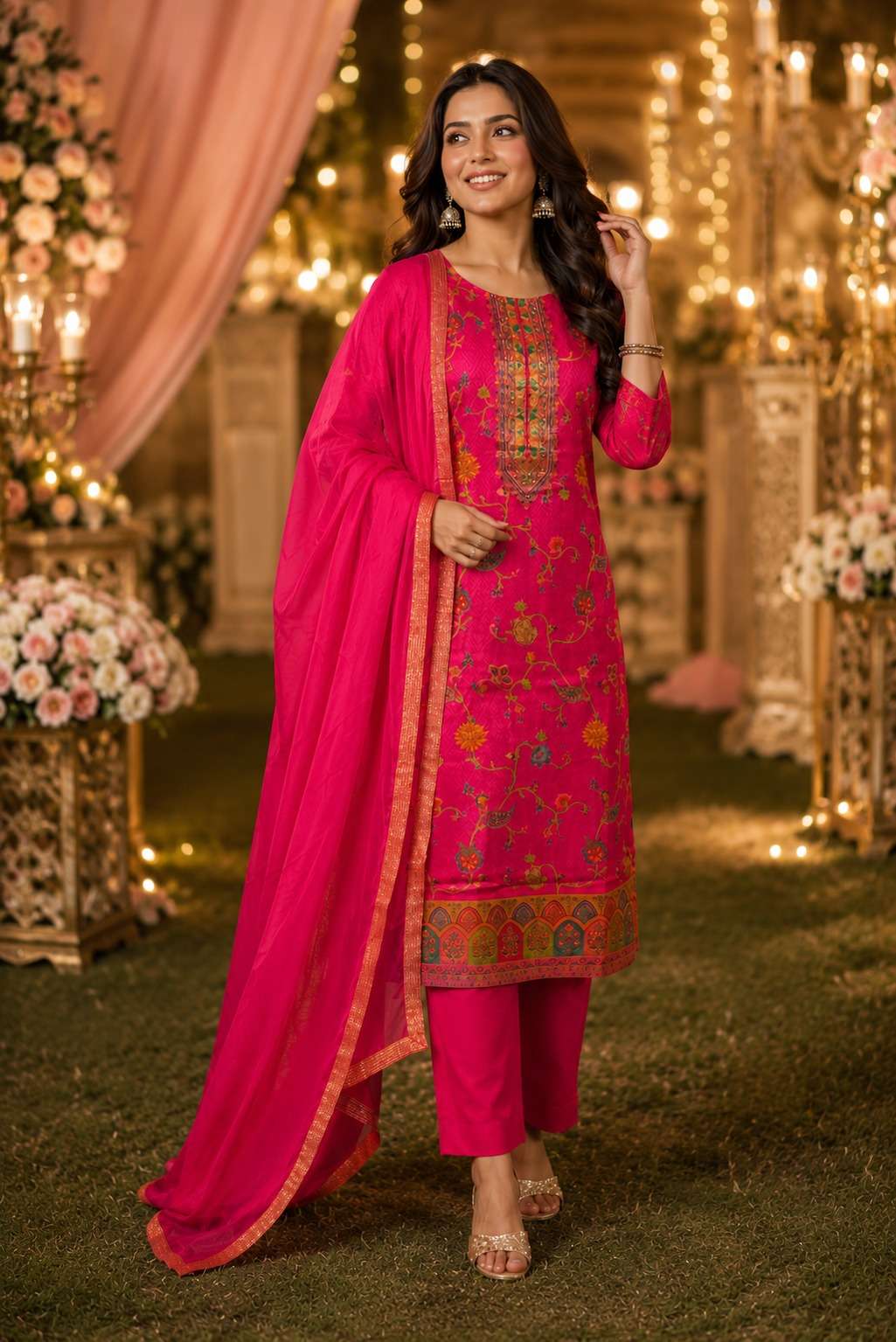 RUSSIAN SILK KURTI PANT WITH DUPATTA collection manufacturers surat 