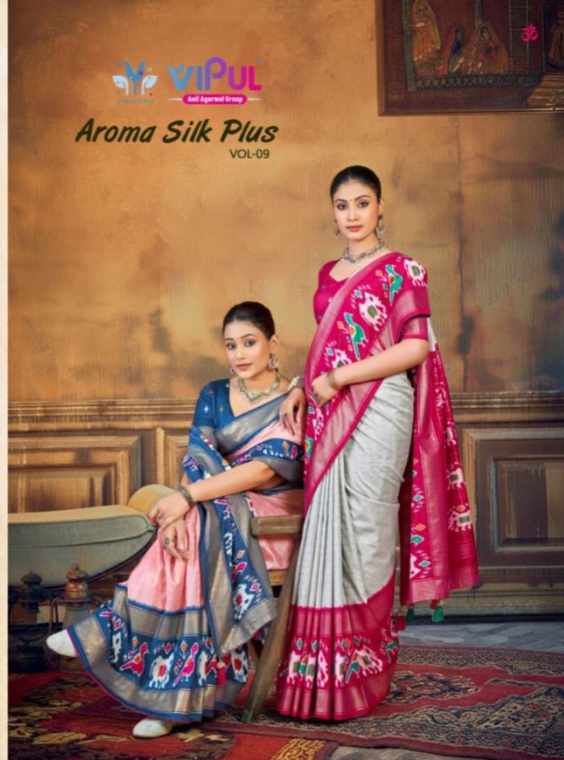 Aroma SILK PLUS VOL 09 SERIES 93150A TO F by VIPUL SAREE collection manufacturers surat 