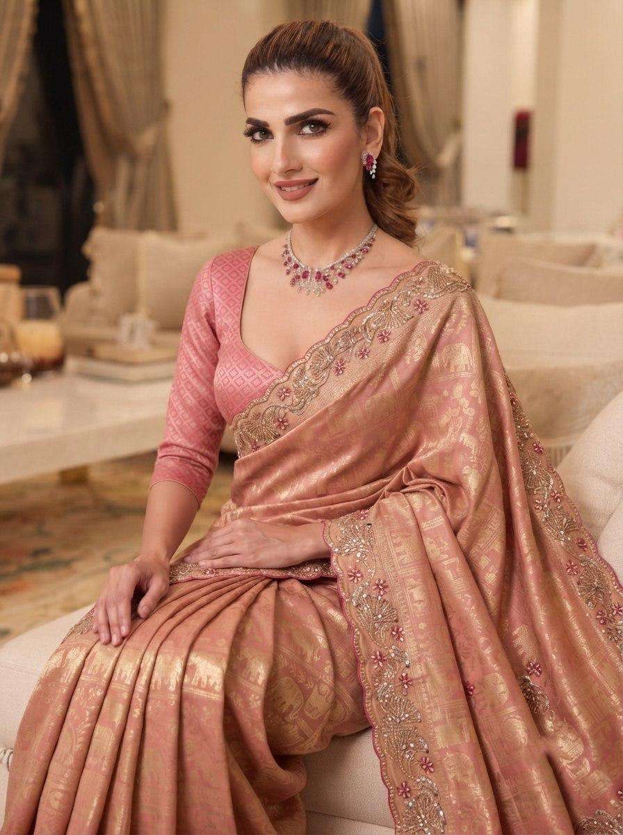 Beads Work Bridal saree Collection manufacturer surat 