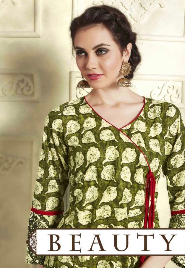 S More Fashion Beauty 1001 To 1007 Series Fancy Cotton Cambric Kurti Collection Full Set Wholesale P...