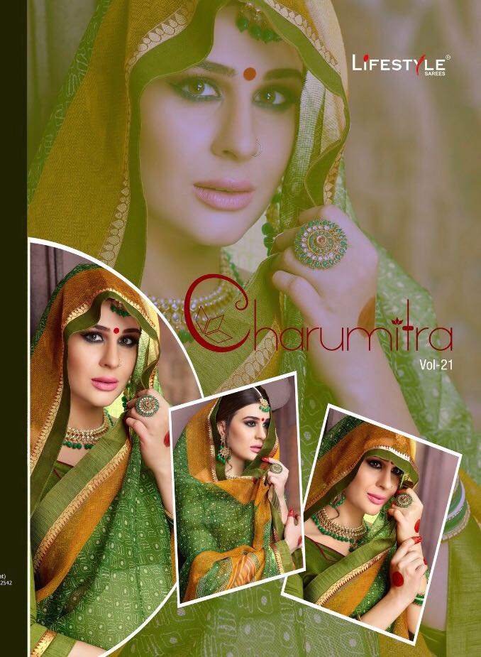 Lifestyle Charu Mitra Vol 21 51121 To 51132 Series Fancy Rajjo Net Cotton Print Saree Collection Ful...