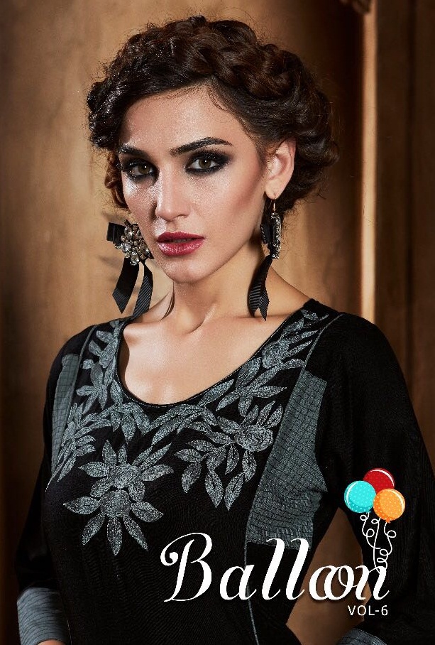 S More Fashion Balloon Vol 6 6001 To 6011 Series Fancy Reyon Kurti Collection Full Set Wholesale Pri...
